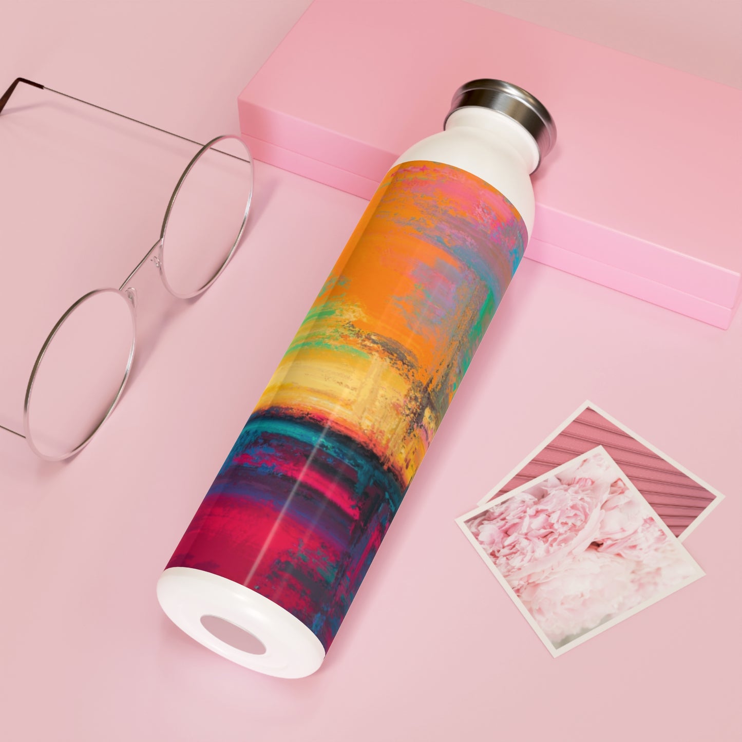 Vibrant Slim Water Bottle | Colorful Reusable Hydration | Eco-Friendly Travel Mug | Fitness Gift | Beach Lover's Essentials