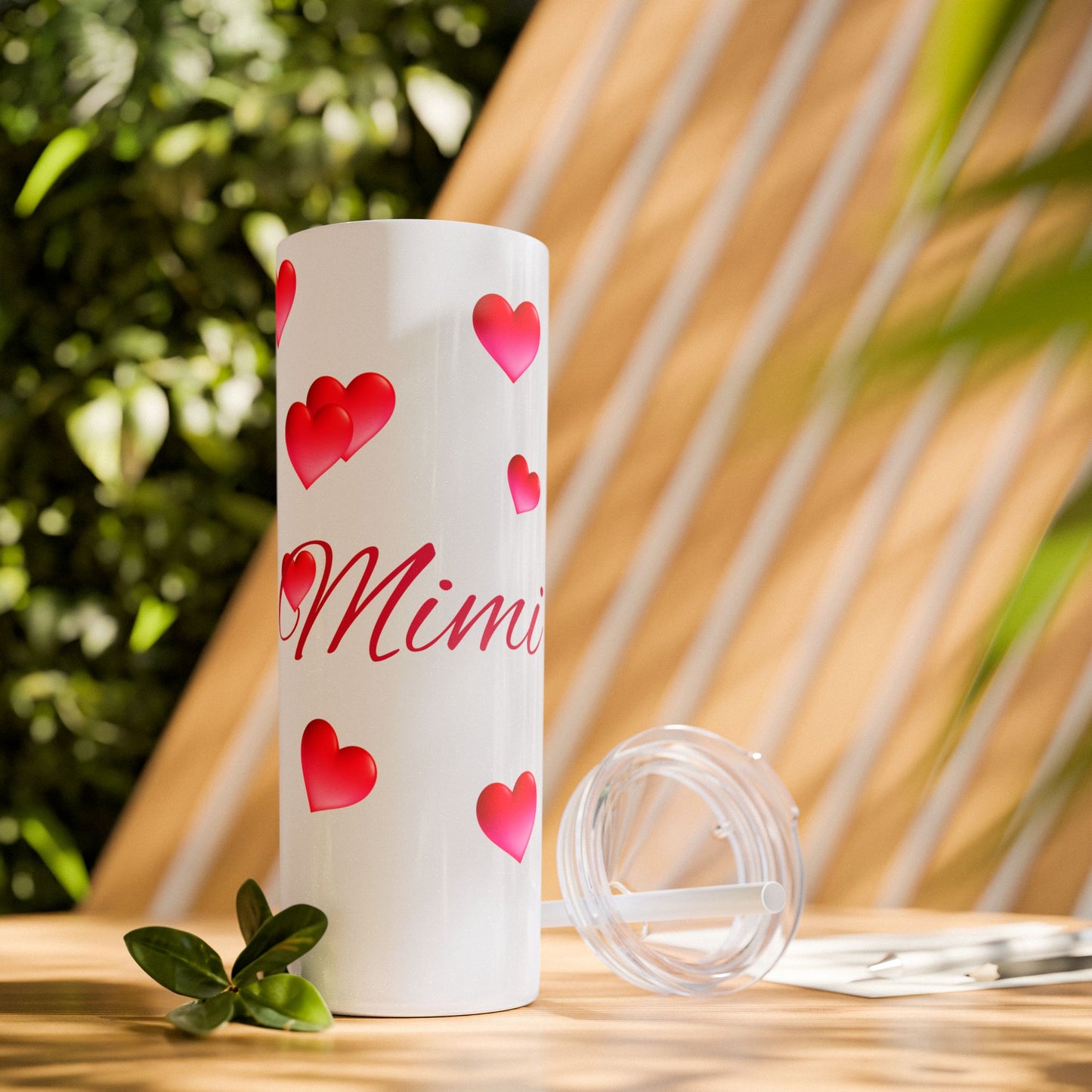 Gepasmaakte Glitter 20oz Dun Tumbler met Pienk Hartpatroon — [Jou Naam Hier]