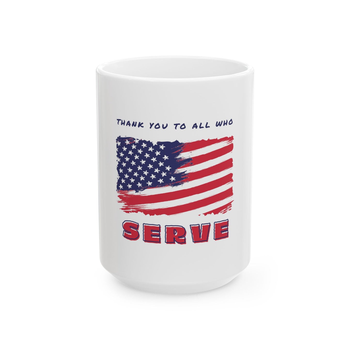 Patriotic Thank You Ceramic Mug | Veteran Appreciation | American Flag Coffee Cup | Military Service Gift | 11oz & 15oz