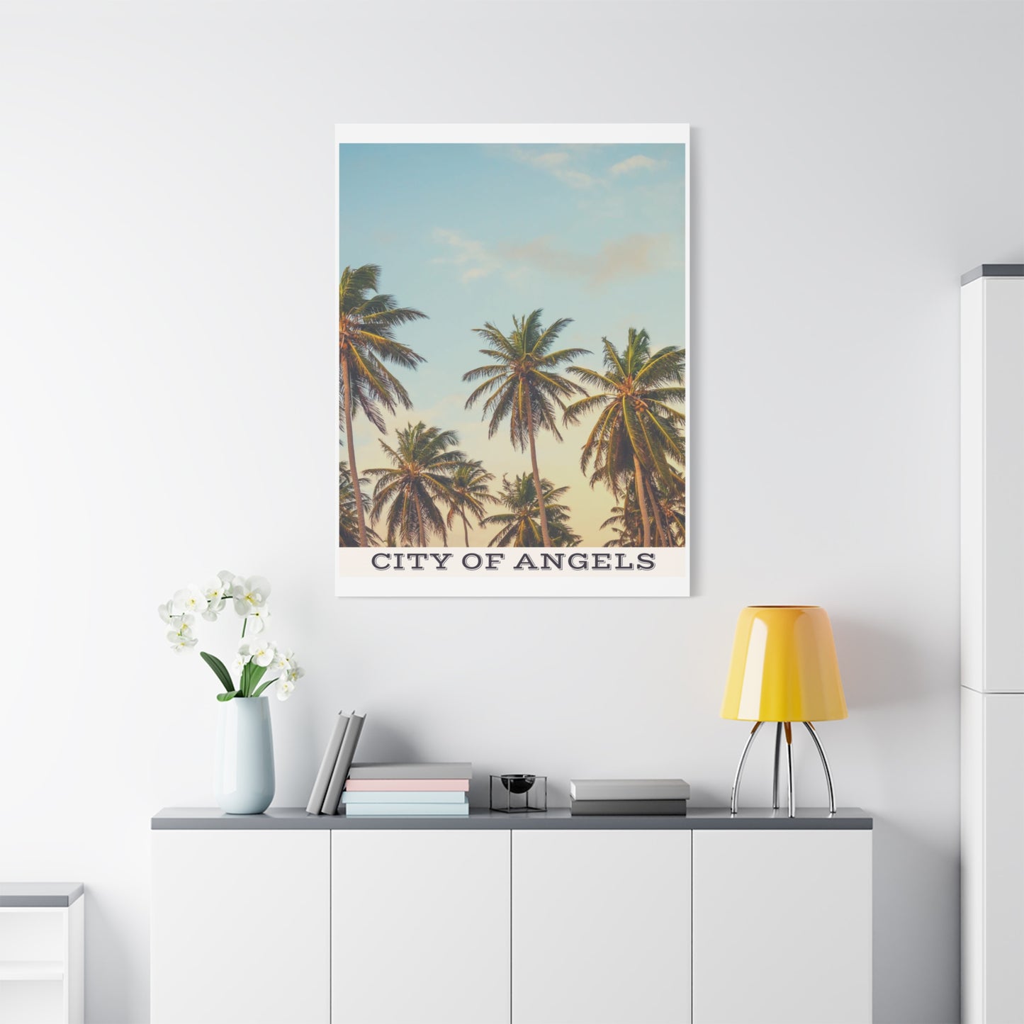 Tropical Palm Tree Canvas Print, City of Angeles Tropical Wall Art, Los Angeles Beach Decor, California Nature Photography, Home Decoration, Gift for Beach Lovers