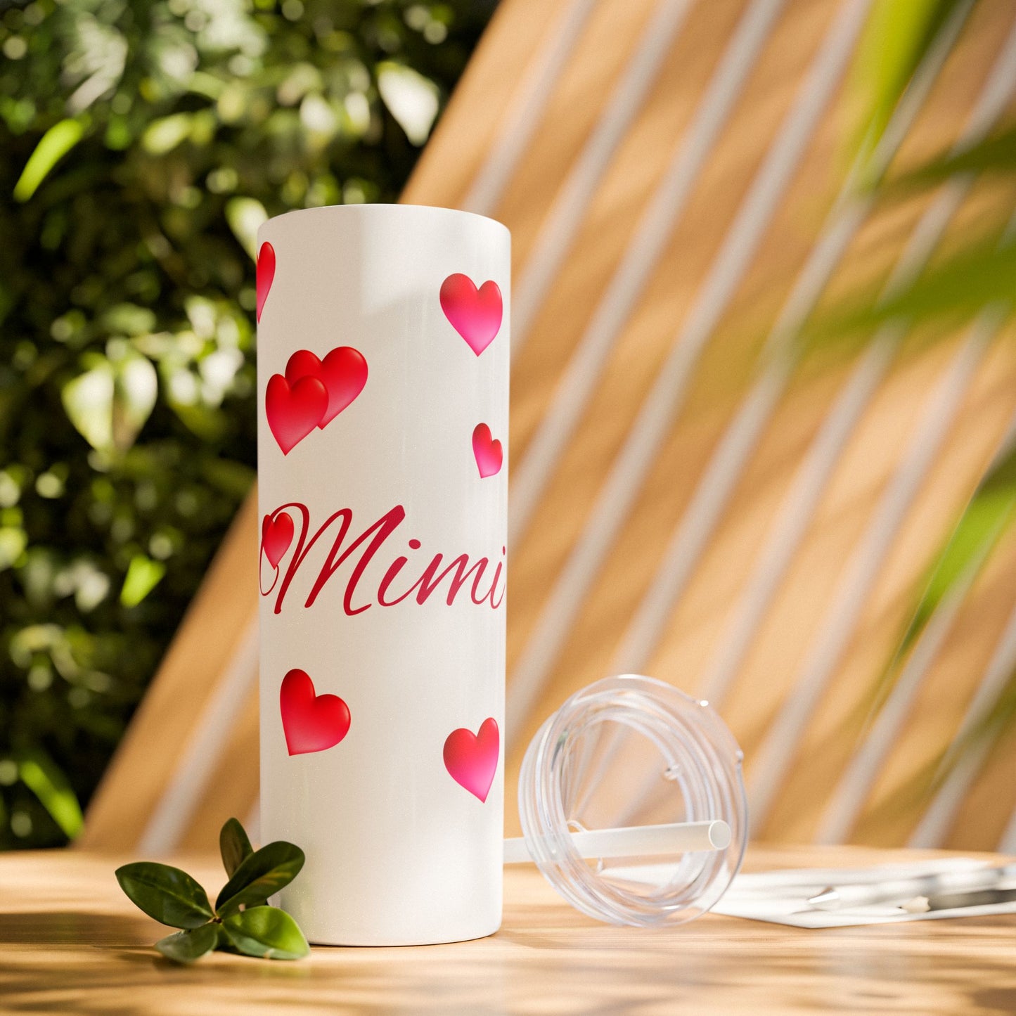 Gepasmaakte Glitter 20oz Dun Tumbler met Pienk Hartpatroon — [Jou Naam Hier]