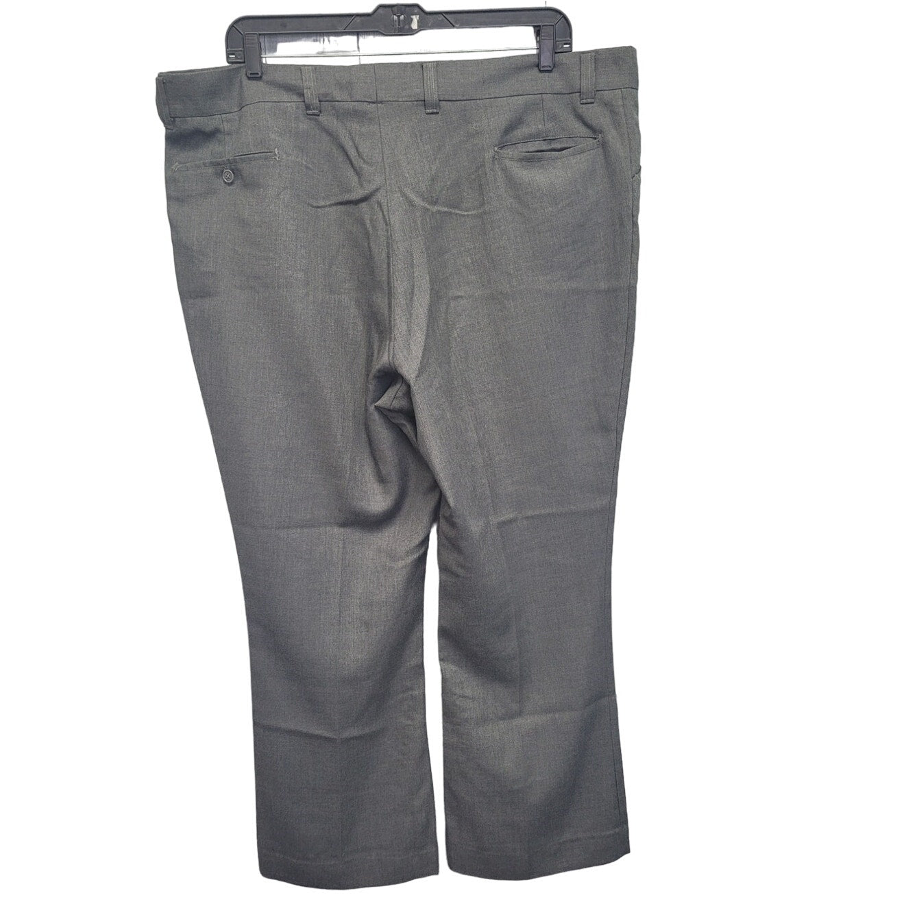 Mens 46X30 Gray Flat Front Multi Pocket Pants Hook Eye Closure Dress Pants