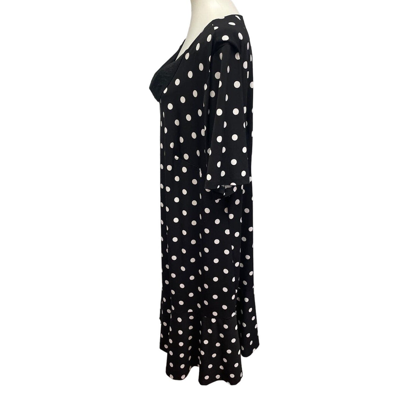 Avenue Womens Plus Size 26 Half Sleeve Black White Polka Dot Sheath Dress