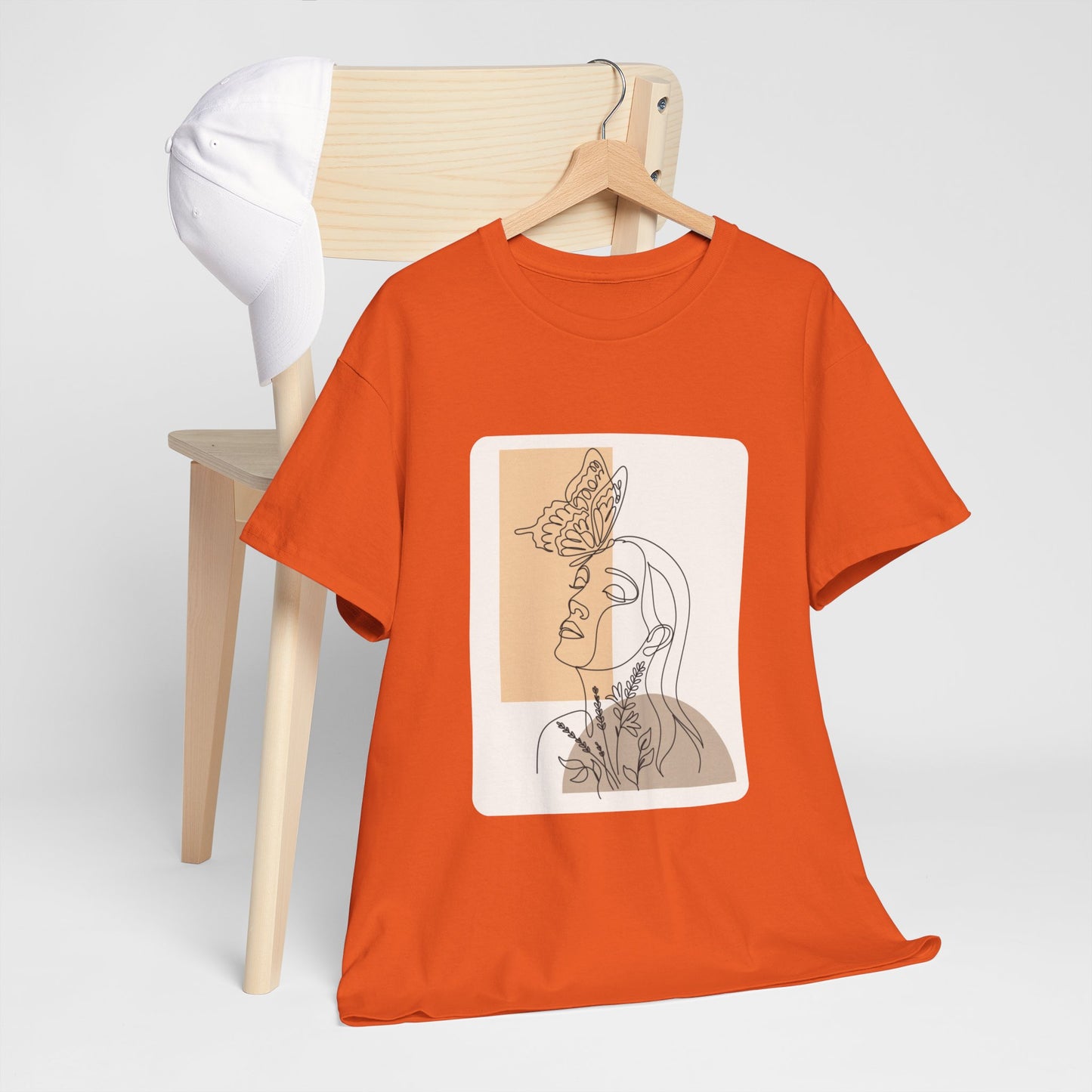Artistic Unisex Tee: Modern Line Drawing with Butterfly, Perfect for Casual Outings, Gift for Art Lovers, Spring Fashion, Eco-Friendly Wear
