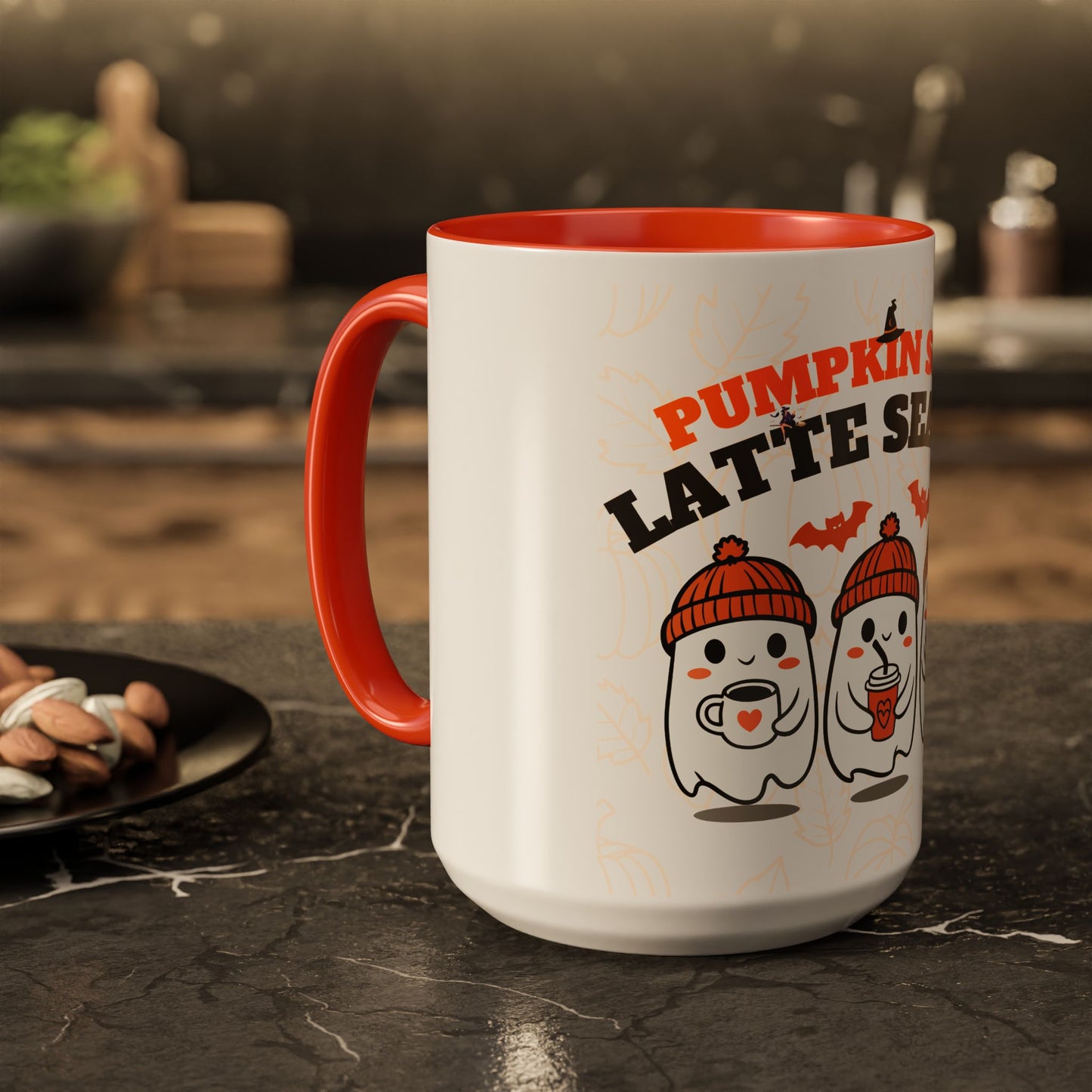 Colorful Pumpkin Spice Ghost Mugs | Cute Fall Coffee Cups, Halloween Gift, Seasonal Drinkware, Cozy Vibe, Latte Lovers