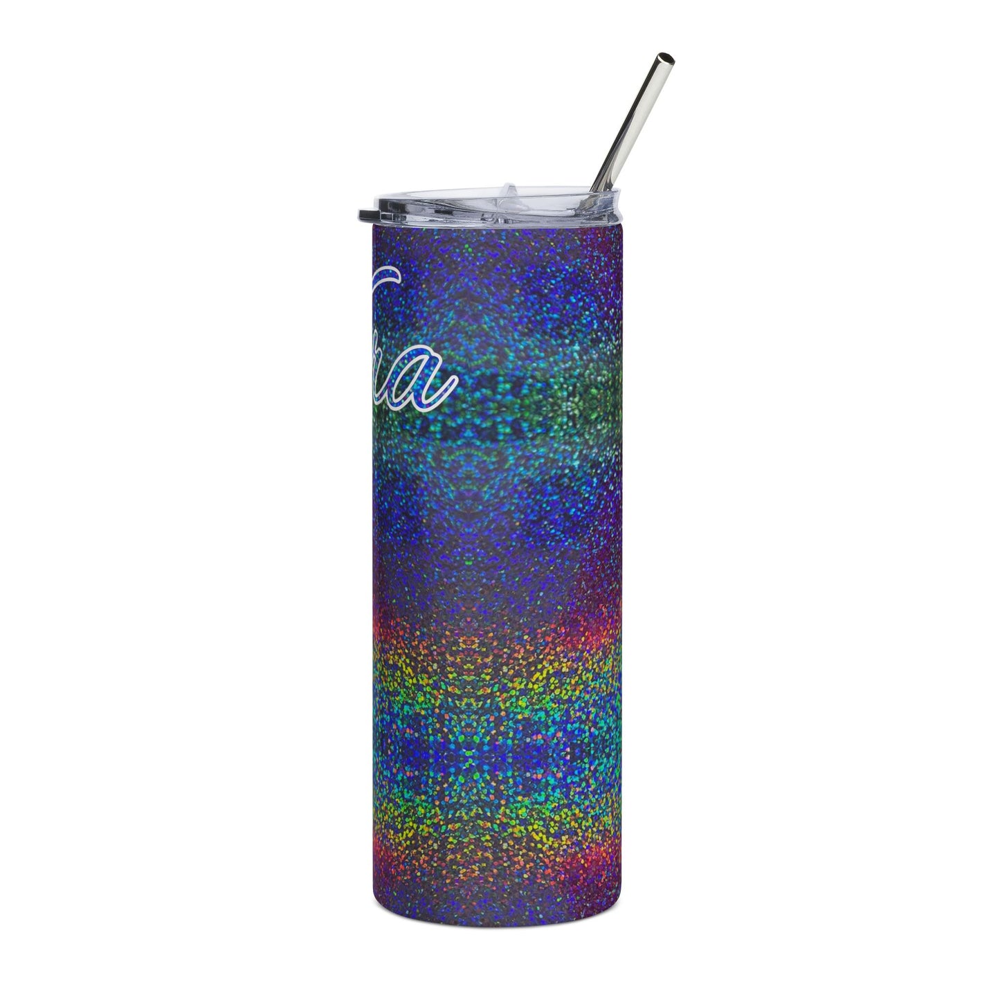 Personalized Rainbow Holographic Name Script Tumbler 20oz Stainless Steel