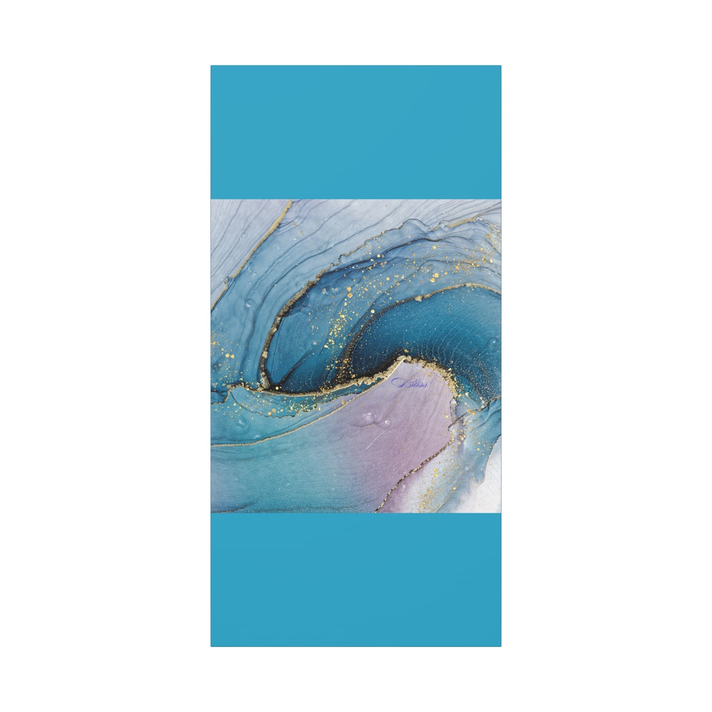 Canvas Wall Art, Abstract Ocean Wave, Modern Decor, Home Office, Gift for Her, Blue Gold Artwork, Living Room Wall Decor