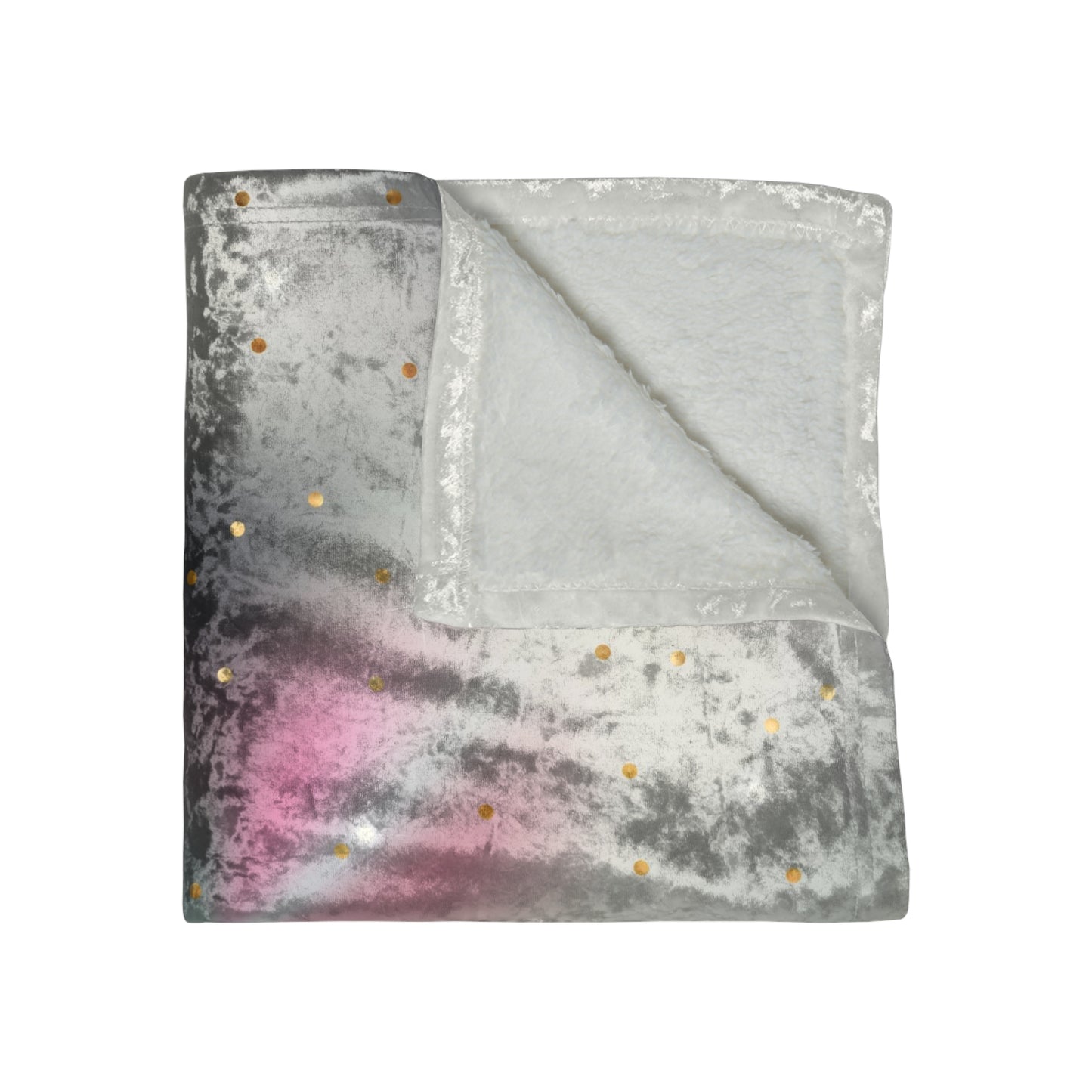 Crushed Velvet Blanket - Galaxy Starburst Plush Throw (Pink, Teal & Silver)