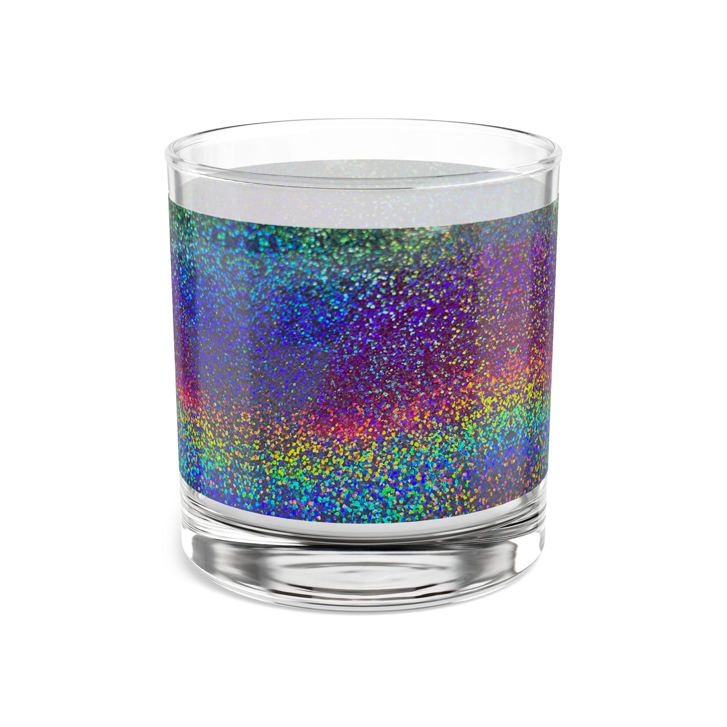 Holographic Print Rainbow Glitter Rocks Glass