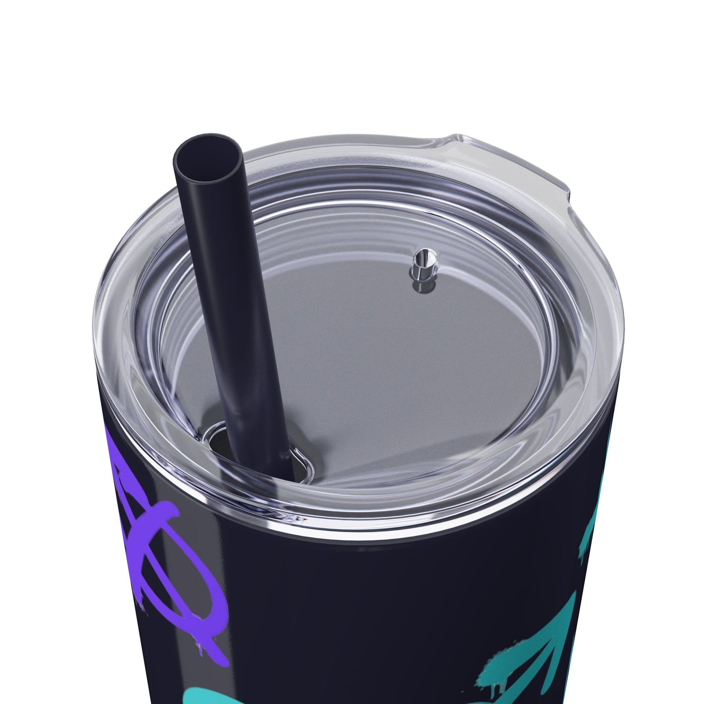 Trendy Skinny Tumbler with Straw, 20oz | Unique Graffiti Style Drinkware for Teens, Gifts, Parties, and Everyday Use