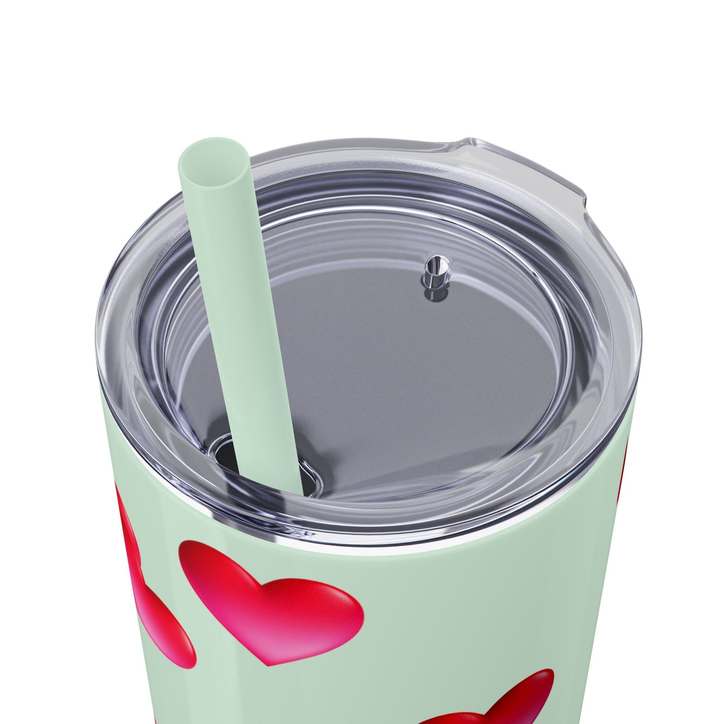 Gepasmaakte Glitter 20oz Dun Tumbler met Pienk Hartpatroon — [Jou Naam Hier]
