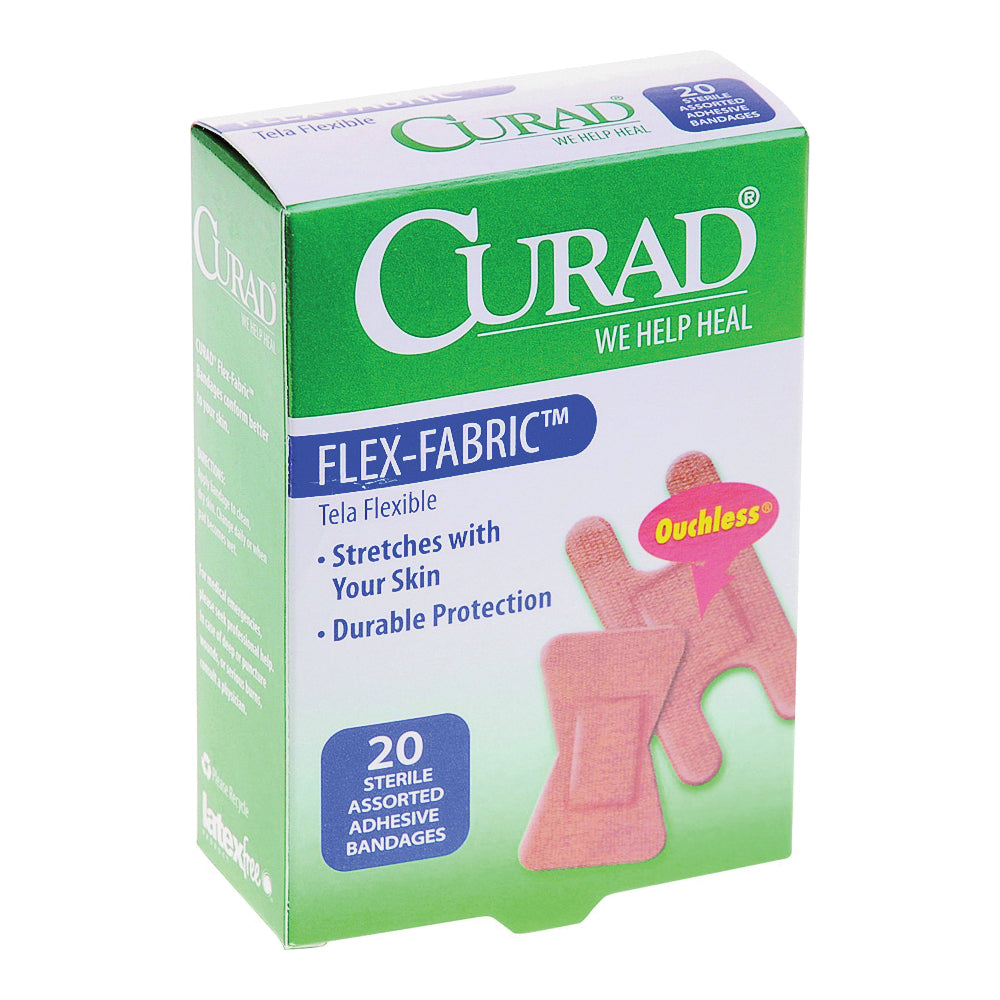 Curad Flex-Fabric Fingertip & Knuckle Bandages, Heavy-Duty Protection – 20 Count