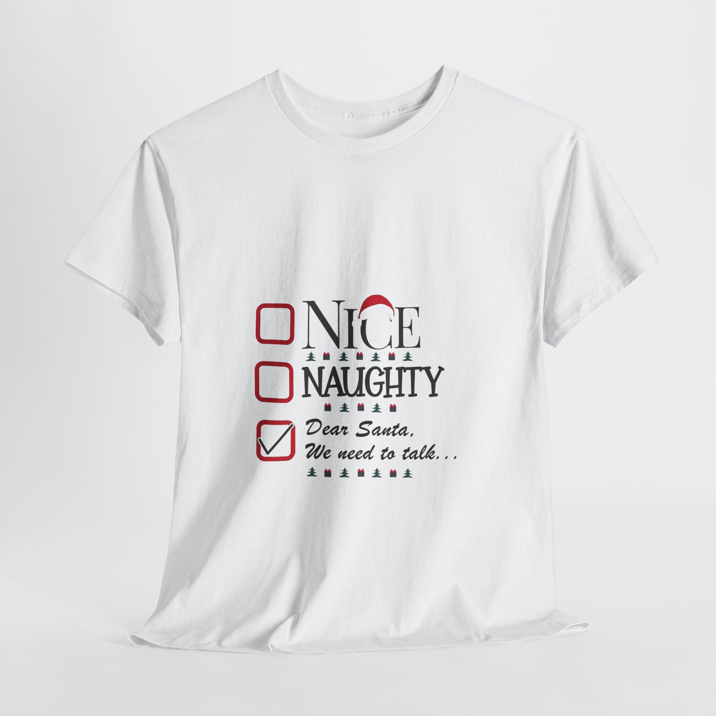 Funny Christmas Tee, Unisex Holiday Shirt, Naughty Nice Christmas Gift, Merry Christmas T-Shirt, Santa Gift