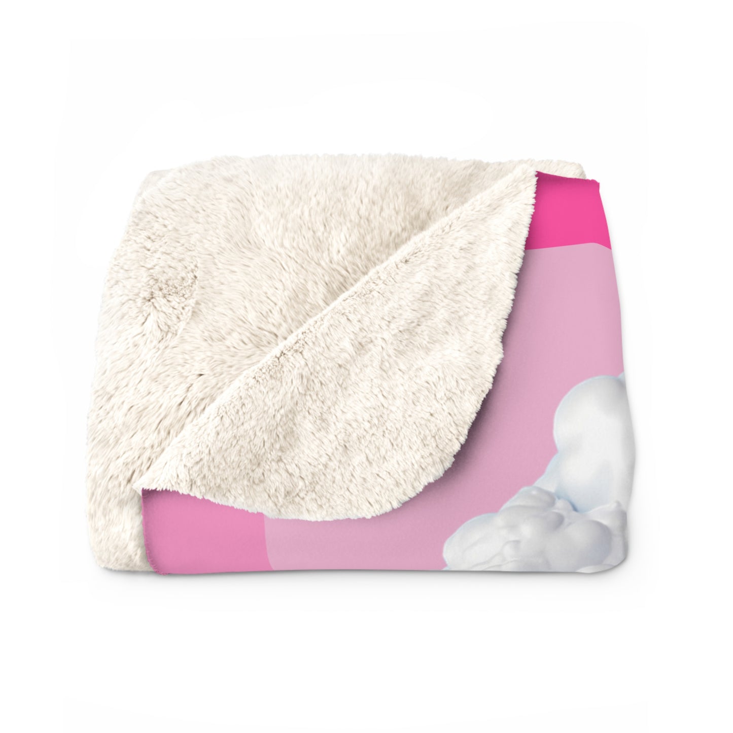 Personalized Cloud Name Sherpa Blanket - Pink Clouds, Cozy Throw