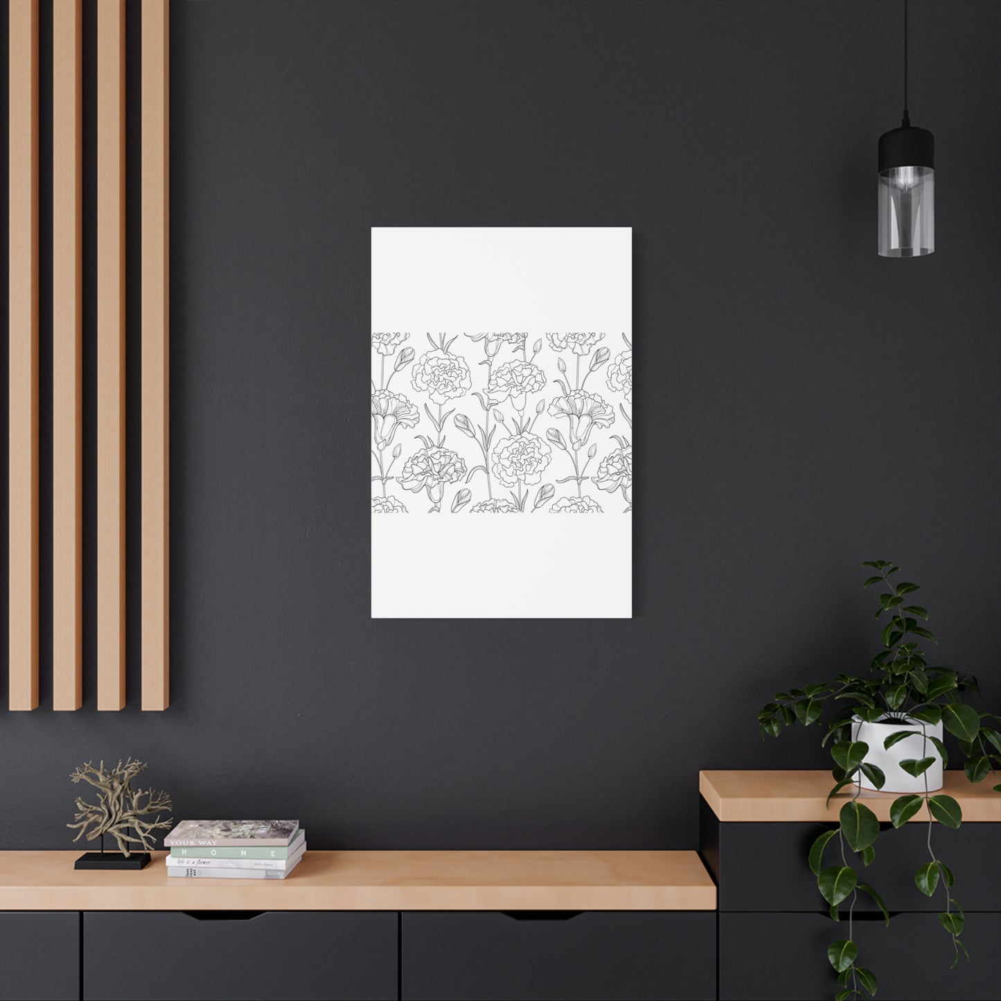 Floral Canvas Art, Stretched Wall Decor, Home Gift, Botanical Print, Modern Design, Matte Finish