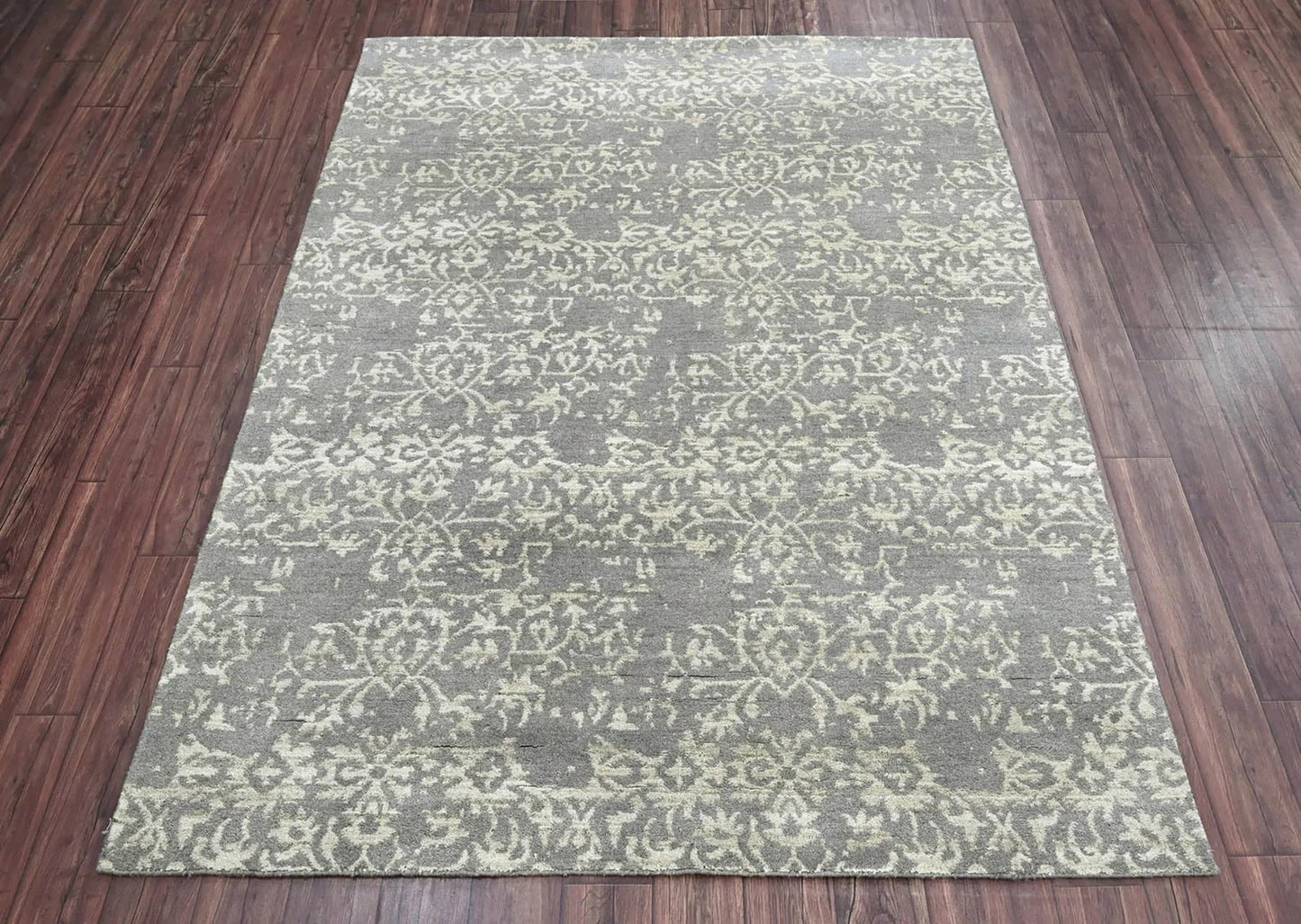 5x7 Gray LoomBloom Hand Knotted Transitional All-Over Tibetan 100% Wool Oriental Area Rug-2