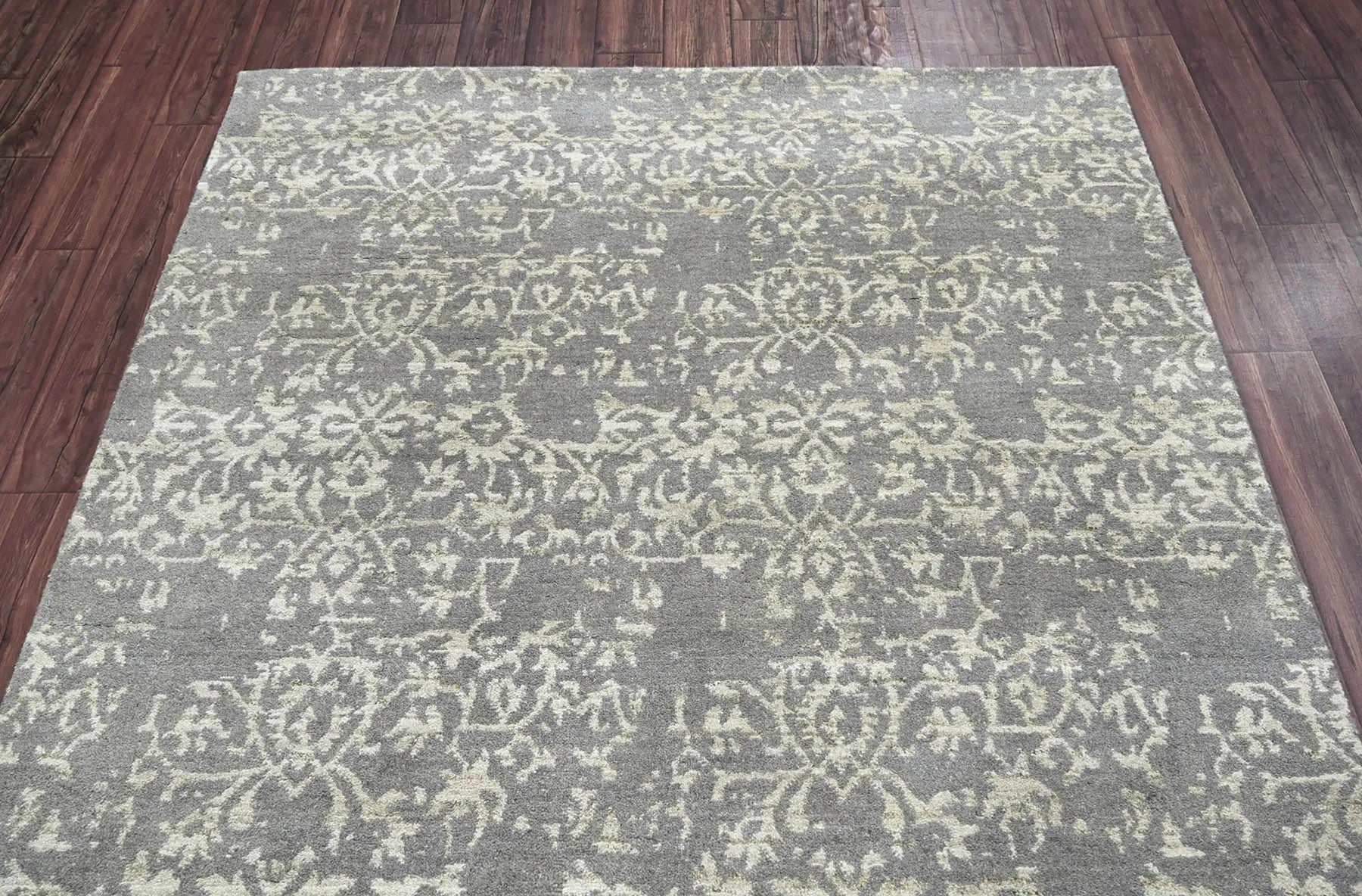 5x7 Gray LoomBloom Hand Knotted Transitional All-Over Tibetan 100% Wool Oriental Area Rug-4