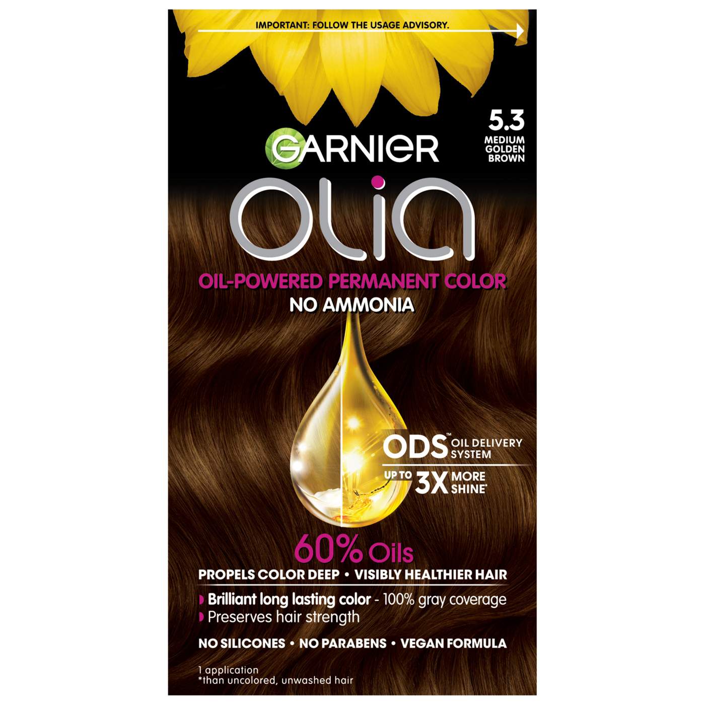 Olia Medium Golden Brown 5.3 No Ammonia  Oil Powered Permanent Color 1Ea