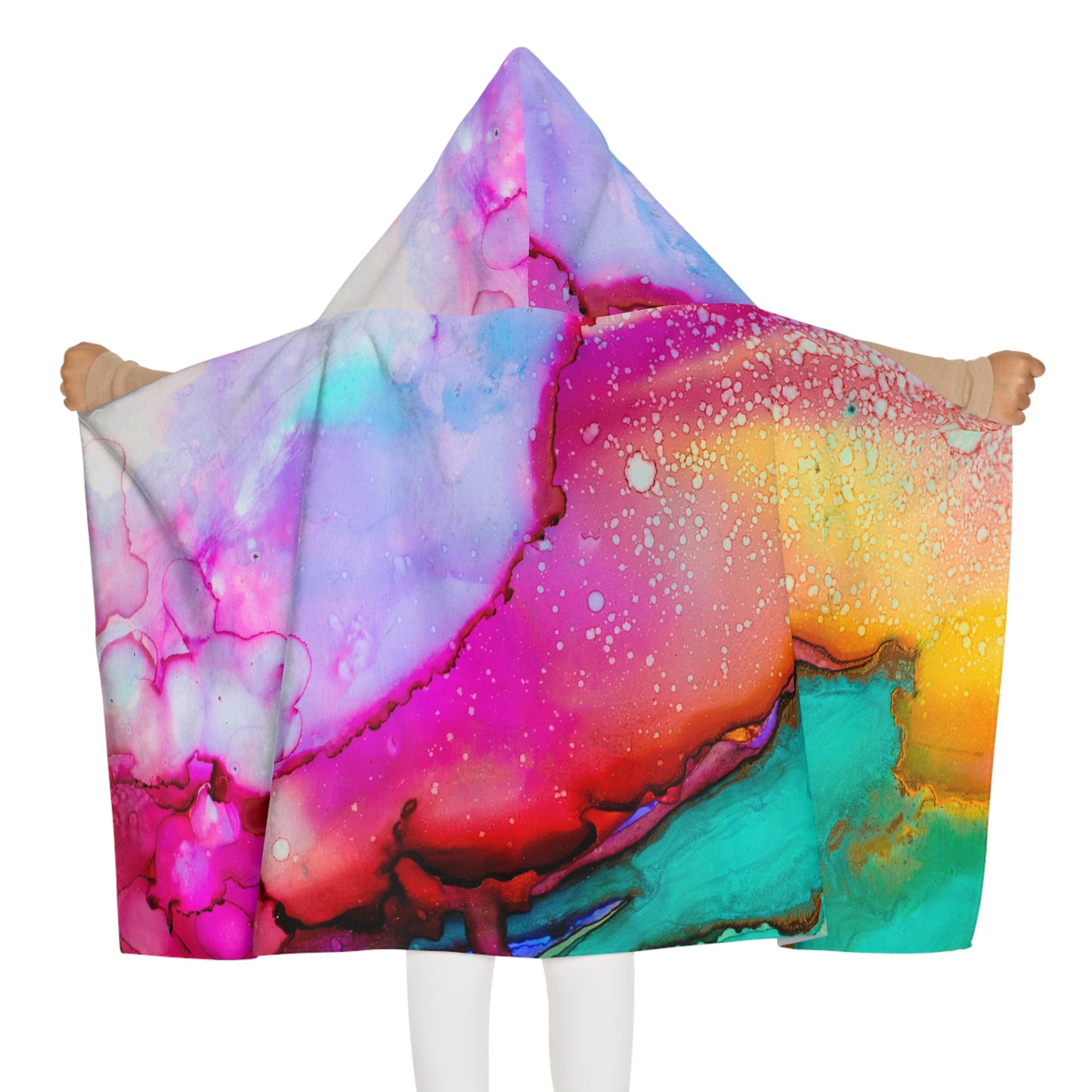 Vibrant Youth Hooded Towel - Fun Beach Day, Bath Time, Swim Cover-Up, Birthday Gift, Colorful Art Design