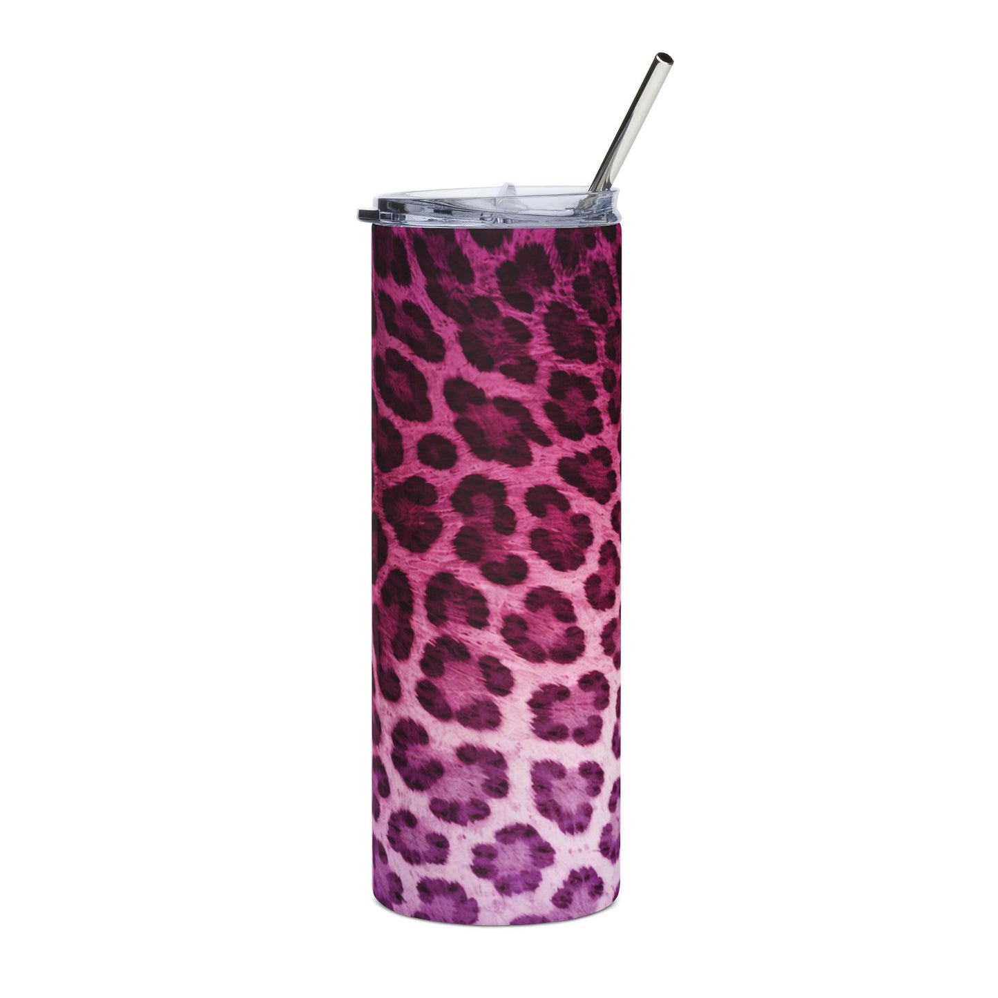 20oz Stainless Steel Tumbler — Pink Ombre Leopard Print Insulated Travel Cup