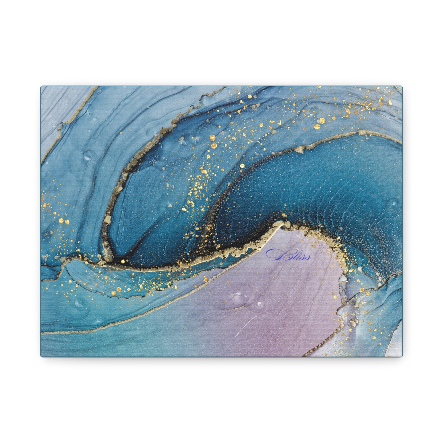 Canvas Wall Art, Abstract Ocean Wave, Modern Decor, Home Office, Gift for Her, Blue Gold Artwork, Living Room Wall Decor