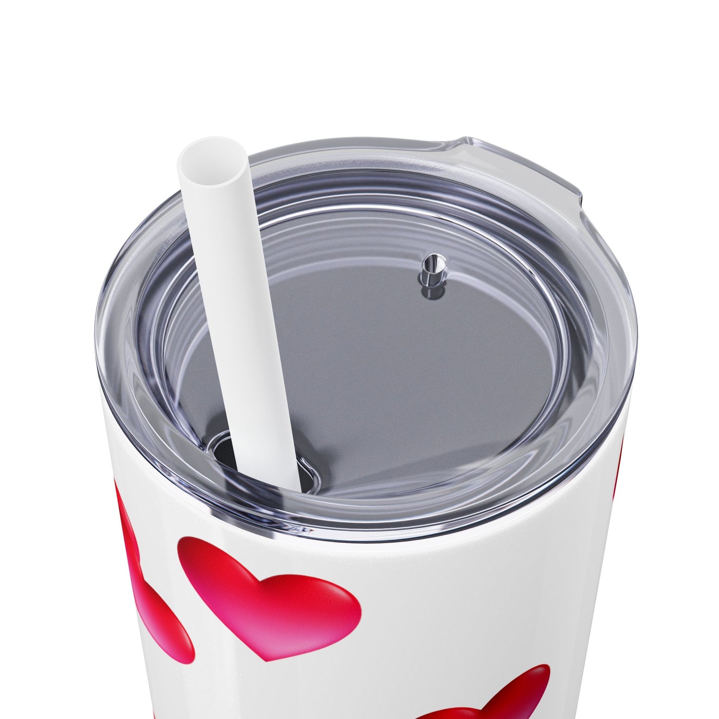 Gepasmaakte Glitter 20oz Dun Tumbler met Pienk Hartpatroon — [Jou Naam Hier]