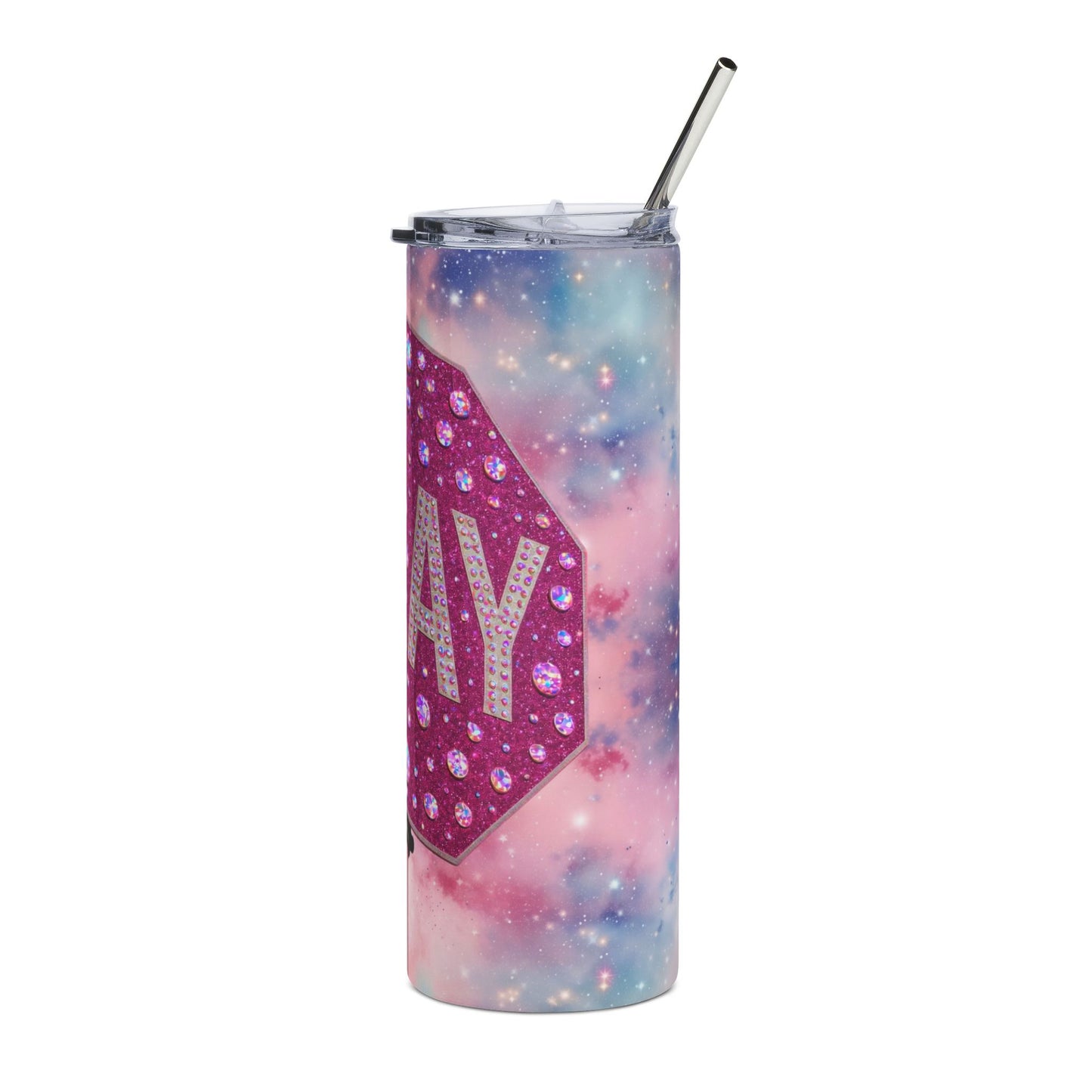 Pink Sparkle 'SLAY' Stop Sign Tumbler 20oz Stainless Steel