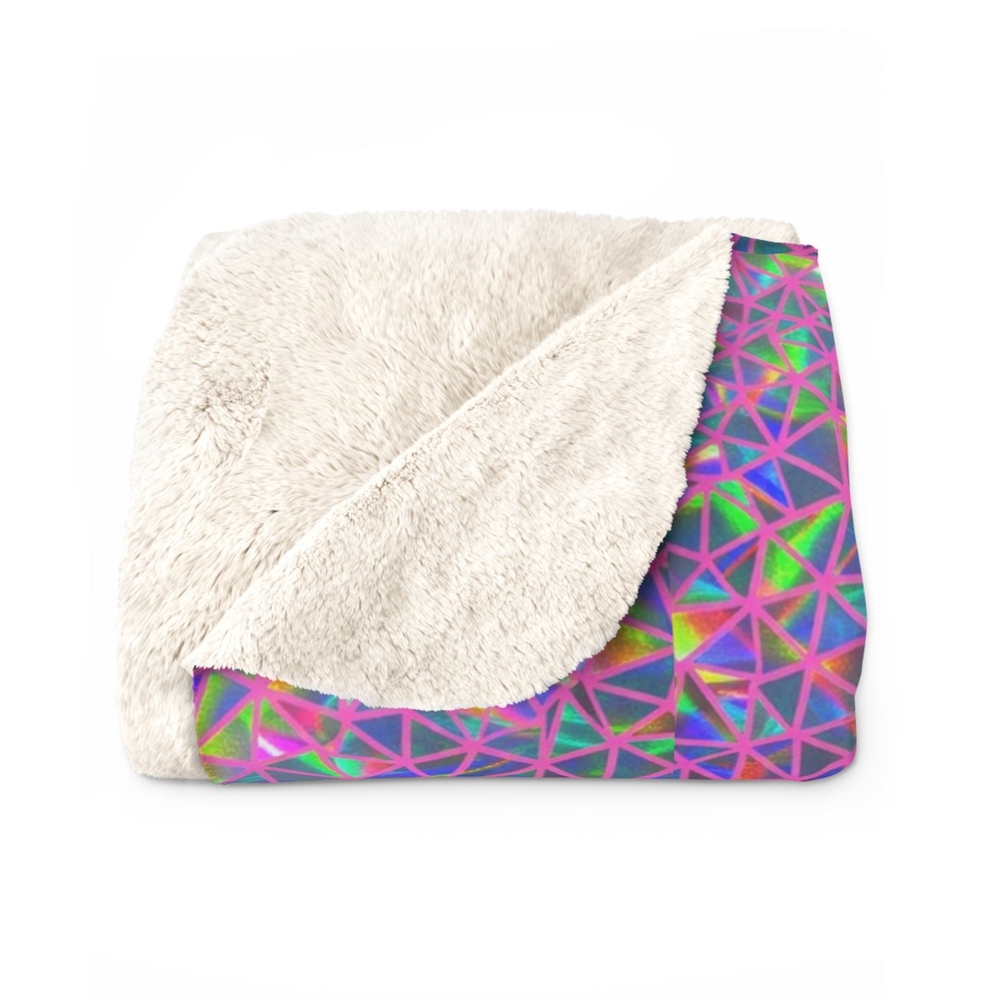 Colorful Geometric Pattern Sherpa Blanket | Rainbow Triangle Mosaic