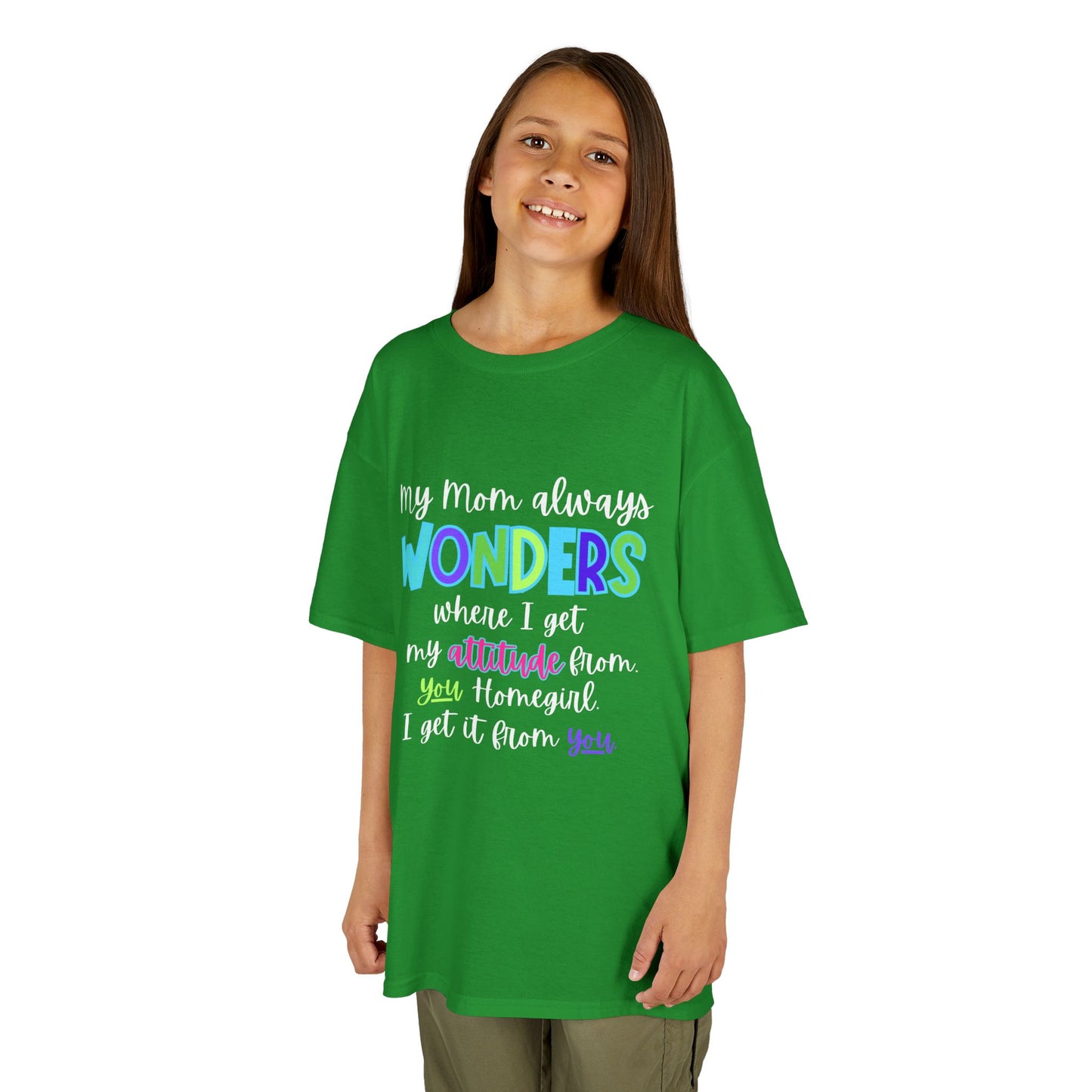 Colorful Kids Tee: 'My Mom Wonders Where I Get My Attitude From' | Fun Gift for Birthdays, Holidays, Everyday Wear, Unique Kids Apparel