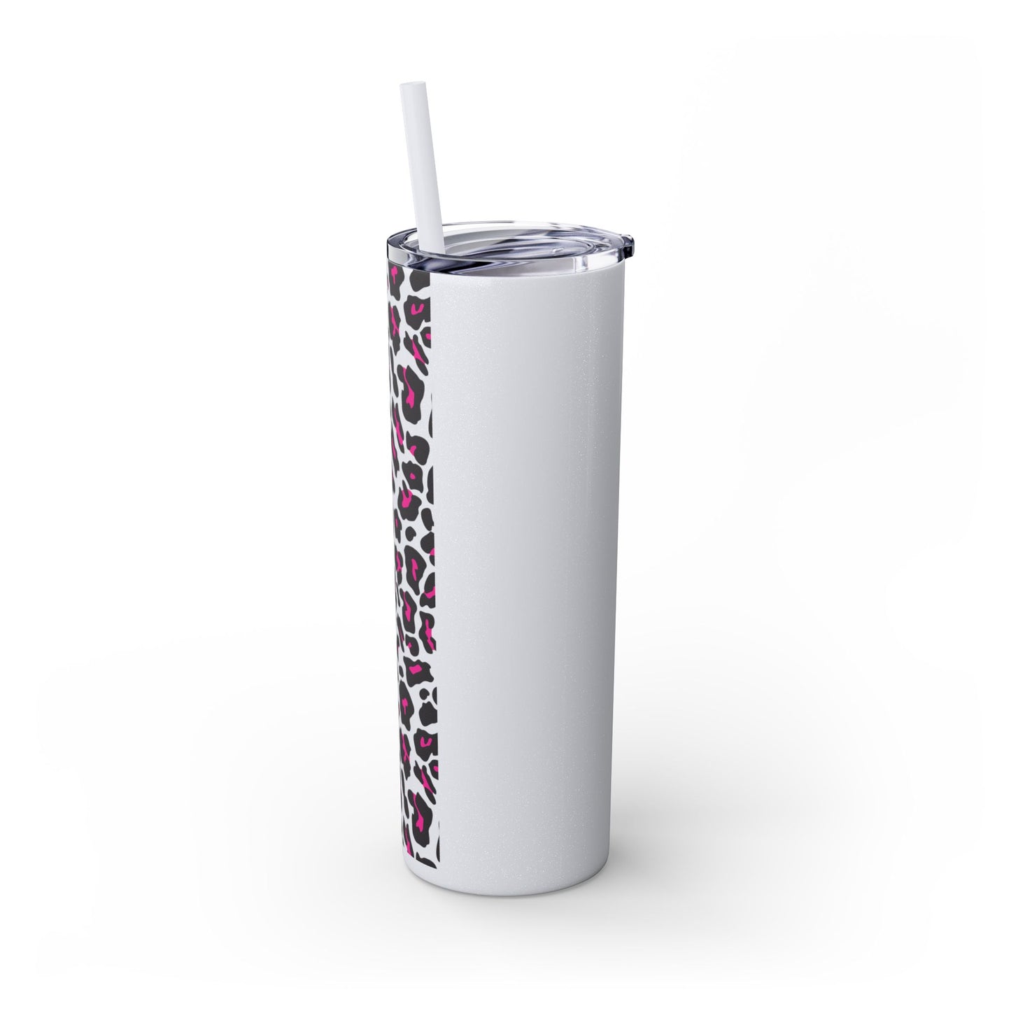 Leopard Print Skinny Tumbler with Straw, 20oz - Perfect for Travel, Gifts, and Everyday Hydration, Stylish Drinkware, Animal Print Tumbler