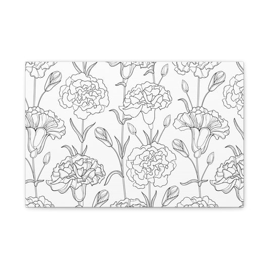 Floral Canvas Art, Stretched Wall Decor, Home Gift, Botanical Print, Modern Design, Matte Finish
