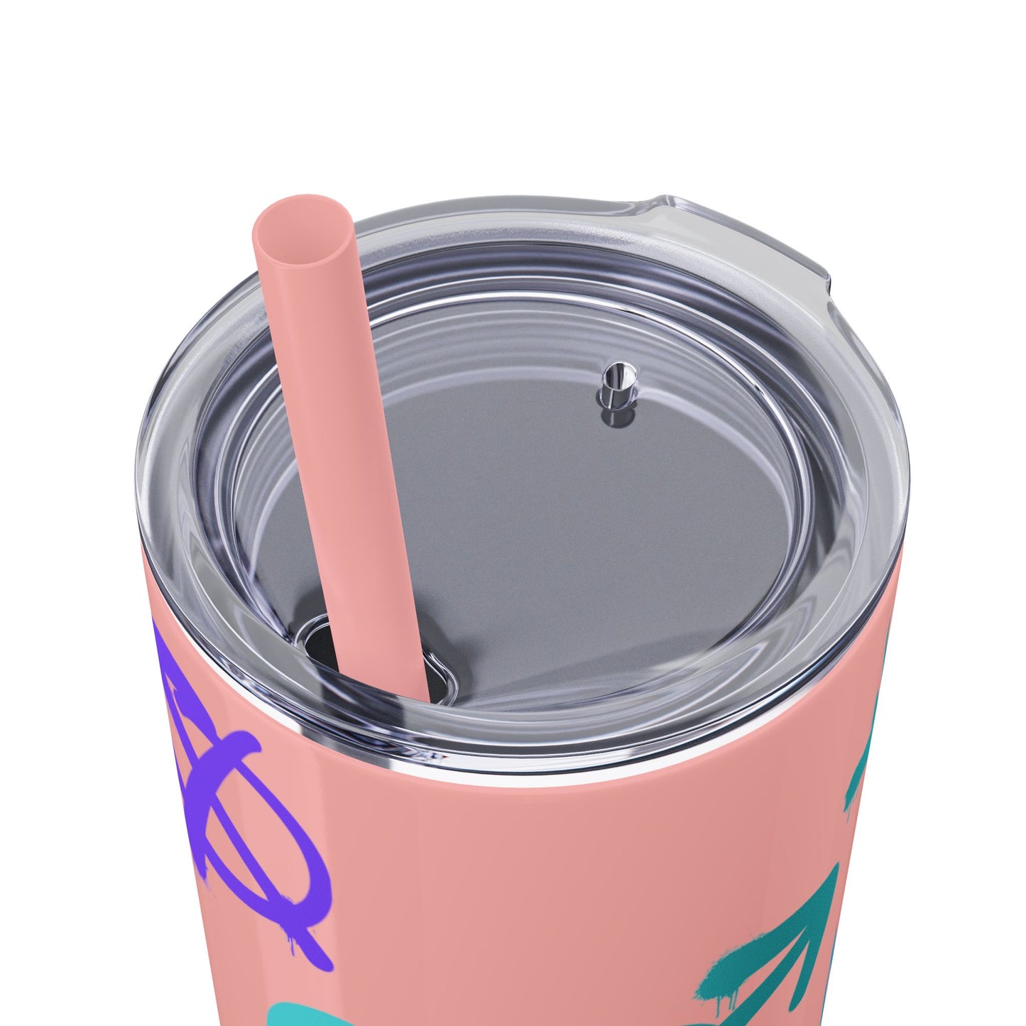 Trendy Skinny Tumbler with Straw, 20oz | Unique Graffiti Style Drinkware for Teens, Gifts, Parties, and Everyday Use