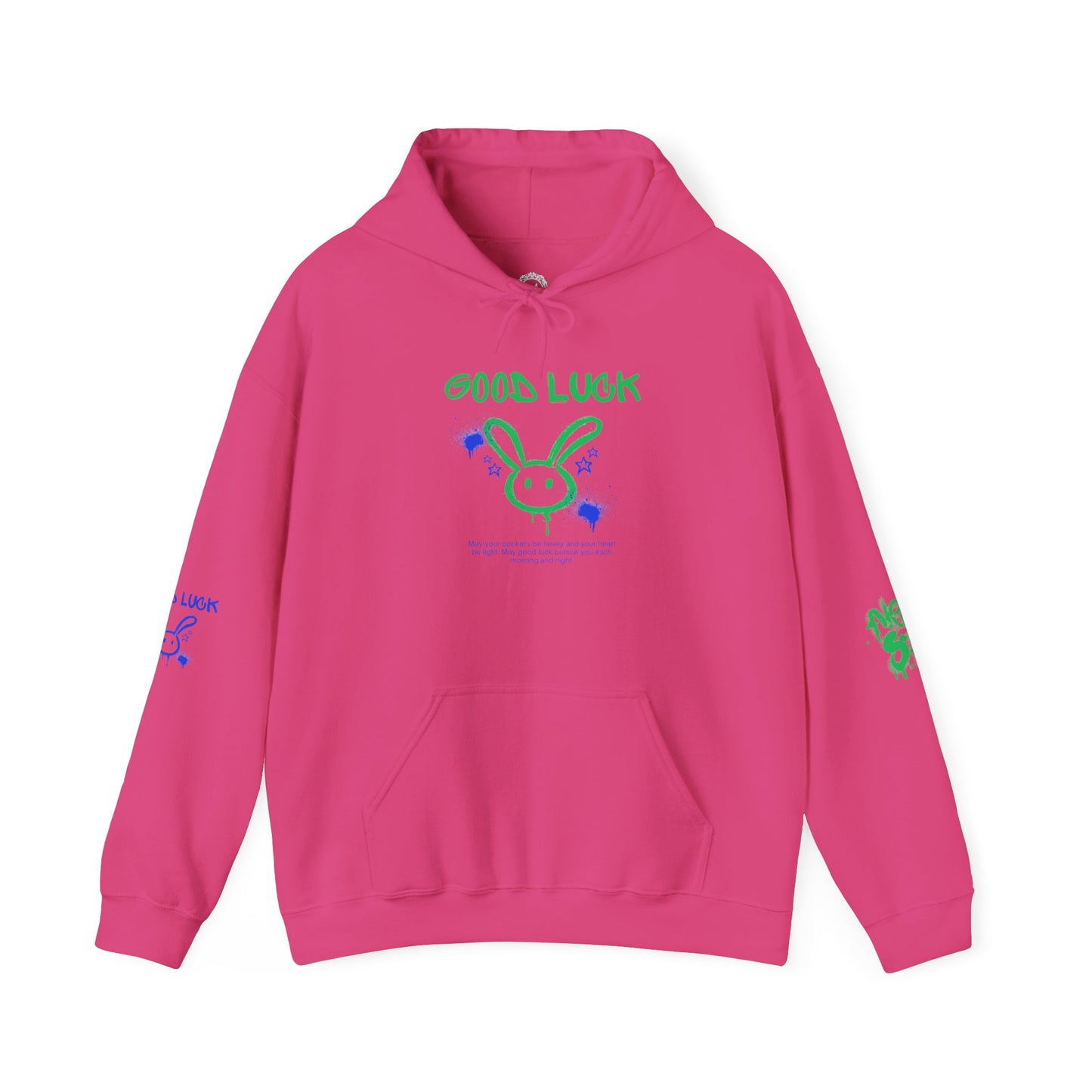 Good Luck Never Stop Unisex Heavy Blend Hooded Sweatshirt | Lucky Easter Bunny Design