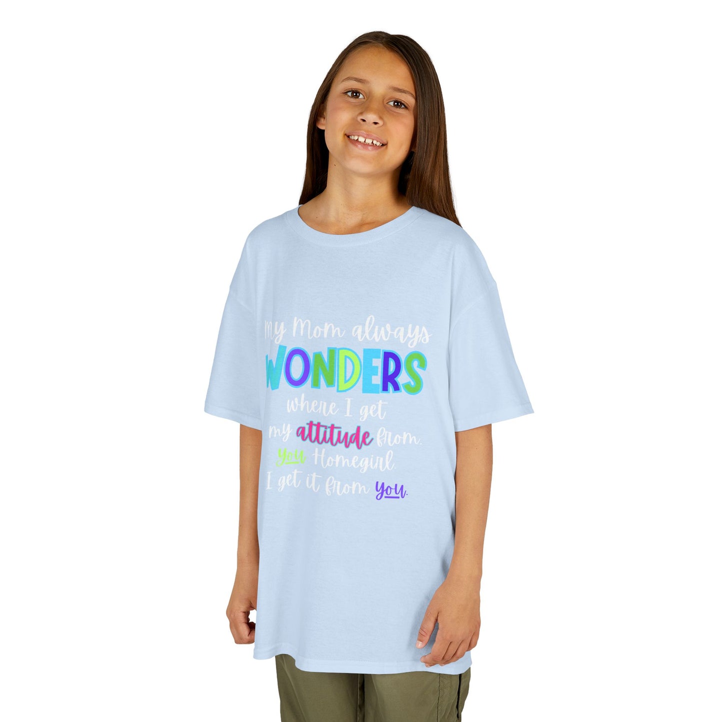 Colorful Kids Tee: 'My Mom Wonders Where I Get My Attitude From' | Fun Gift for Birthdays, Holidays, Everyday Wear, Unique Kids Apparel