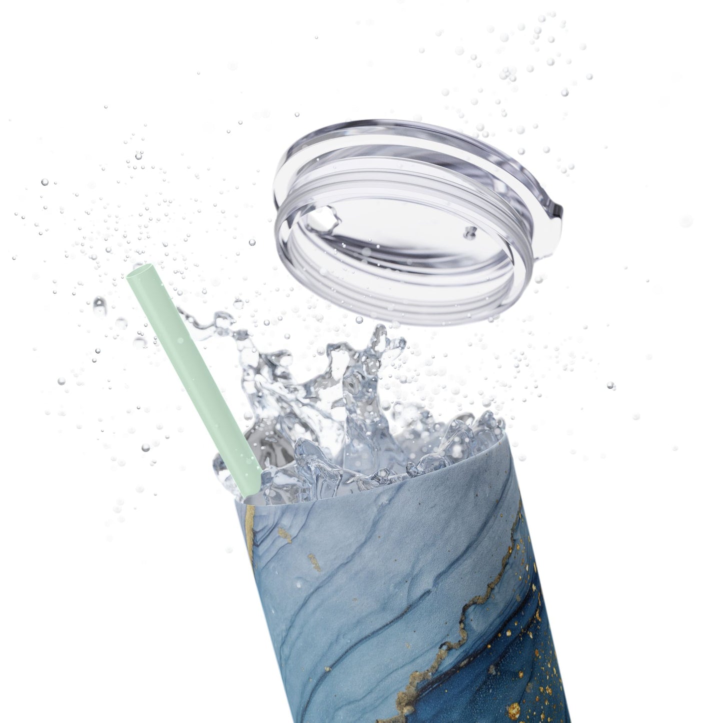 Elegant Blue Marble Skinny Tumbler, 20oz - Stylish Drinkware for Daily Use, Gifts, Celebrations, Eco-Friendly, Travel Mug