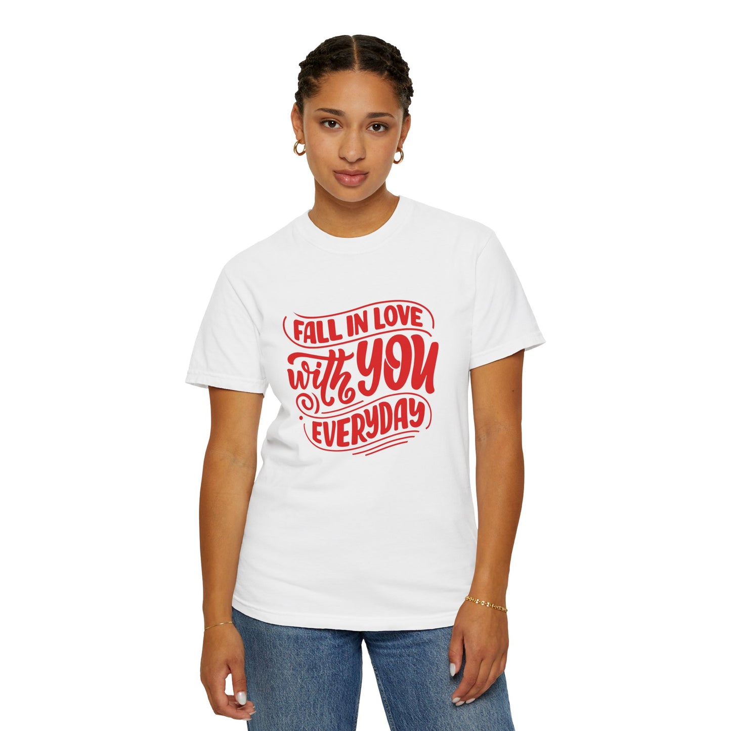 Fall in Love with YOU Quote T-shirt for Couples, Valentine's Day, Gifts for Him/Her, Casual Everyday Wear, Comfortable Unisex Tee