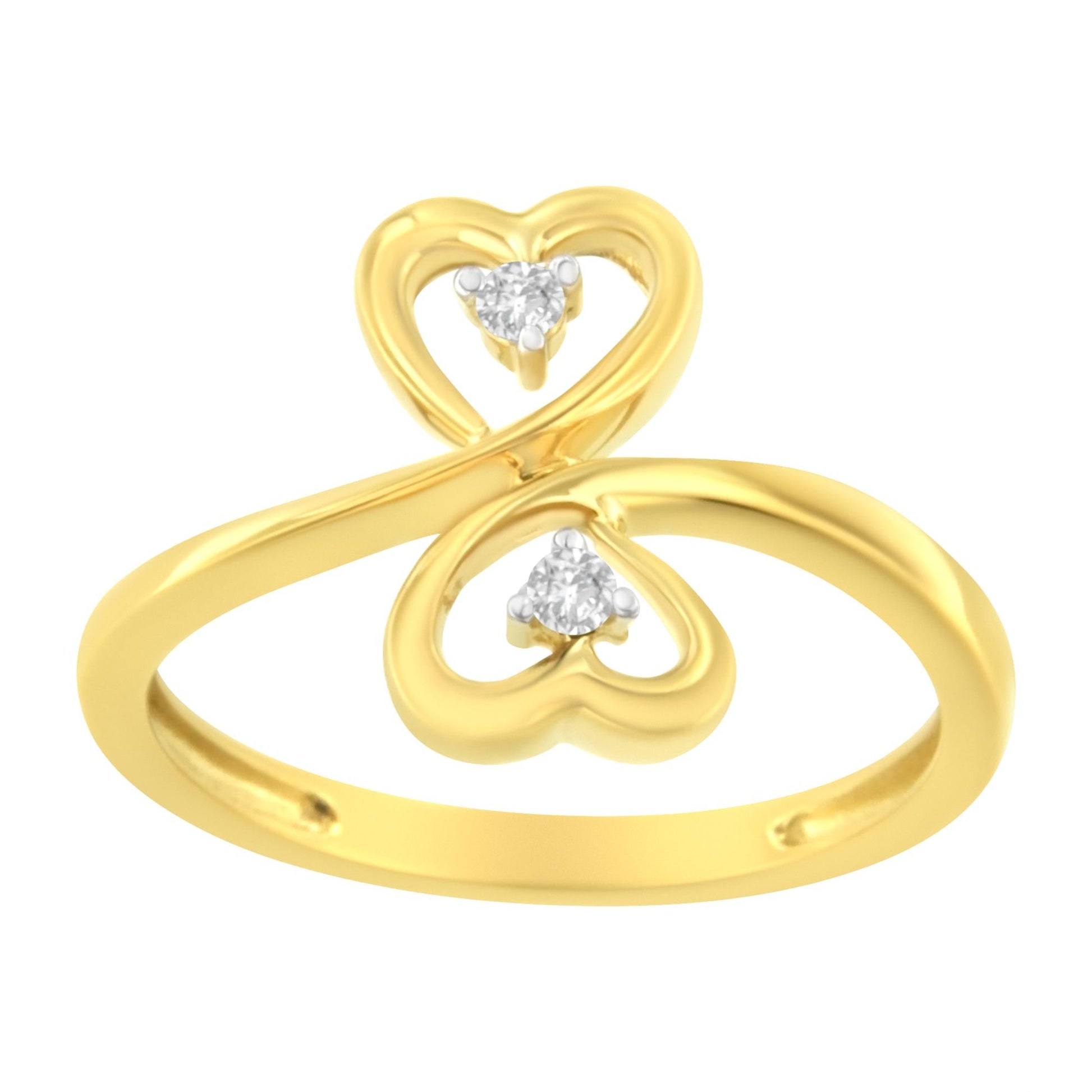 14KT Yellow Gold 1/20 ctw. Dual Heart Diamond Ring (K-L, I1-I2)-0