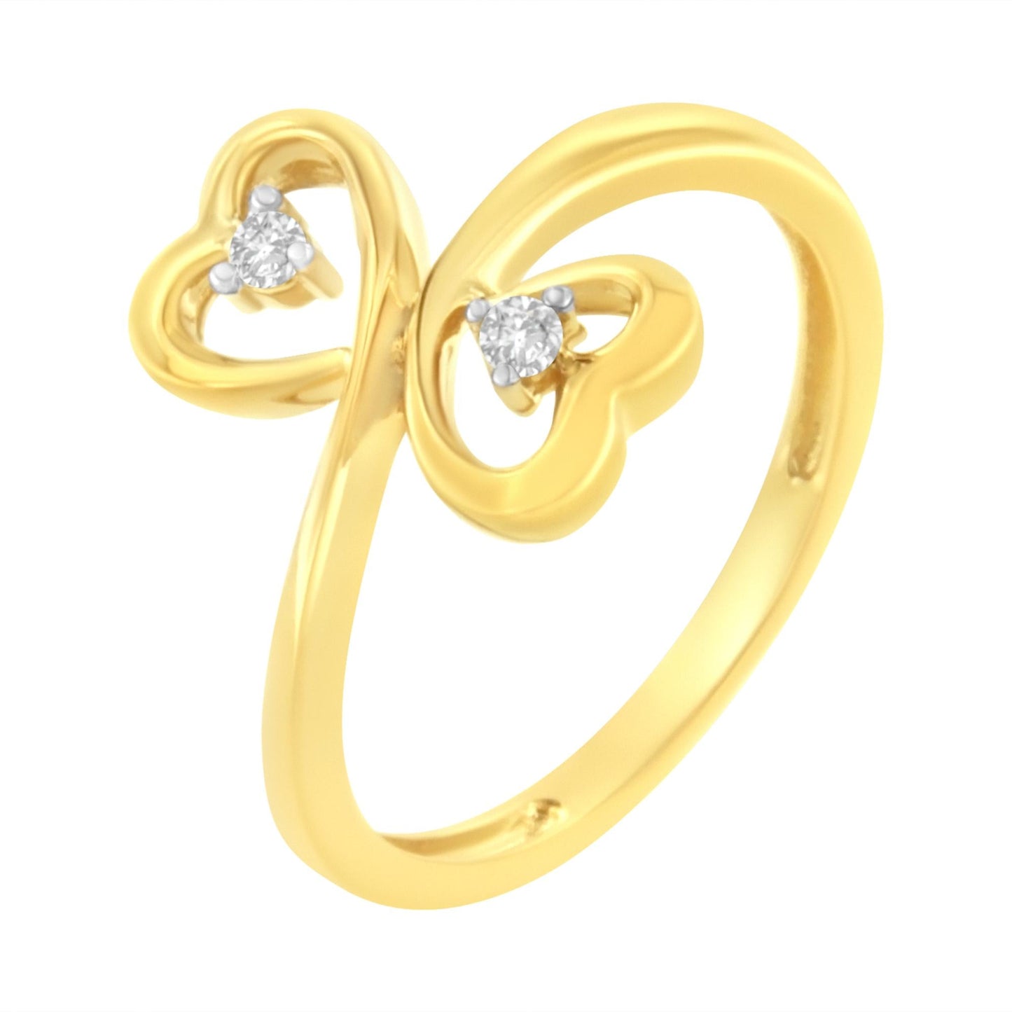 14KT Yellow Gold 1/20 ctw. Dual Heart Diamond Ring (K-L, I1-I2)-3