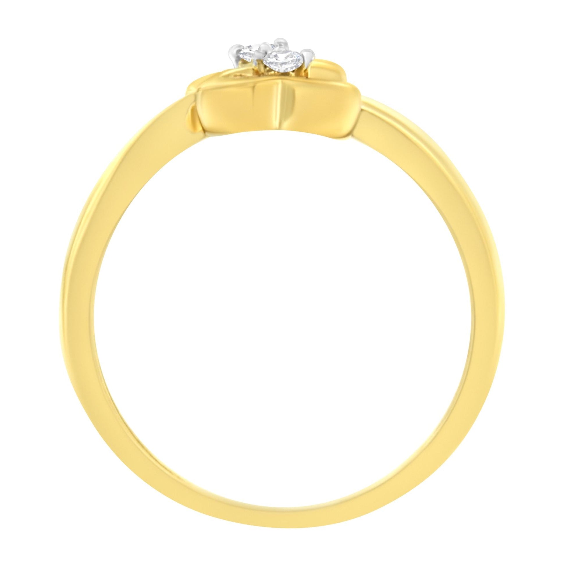 14KT Yellow Gold 1/20 ctw. Dual Heart Diamond Ring (K-L, I1-I2)-4