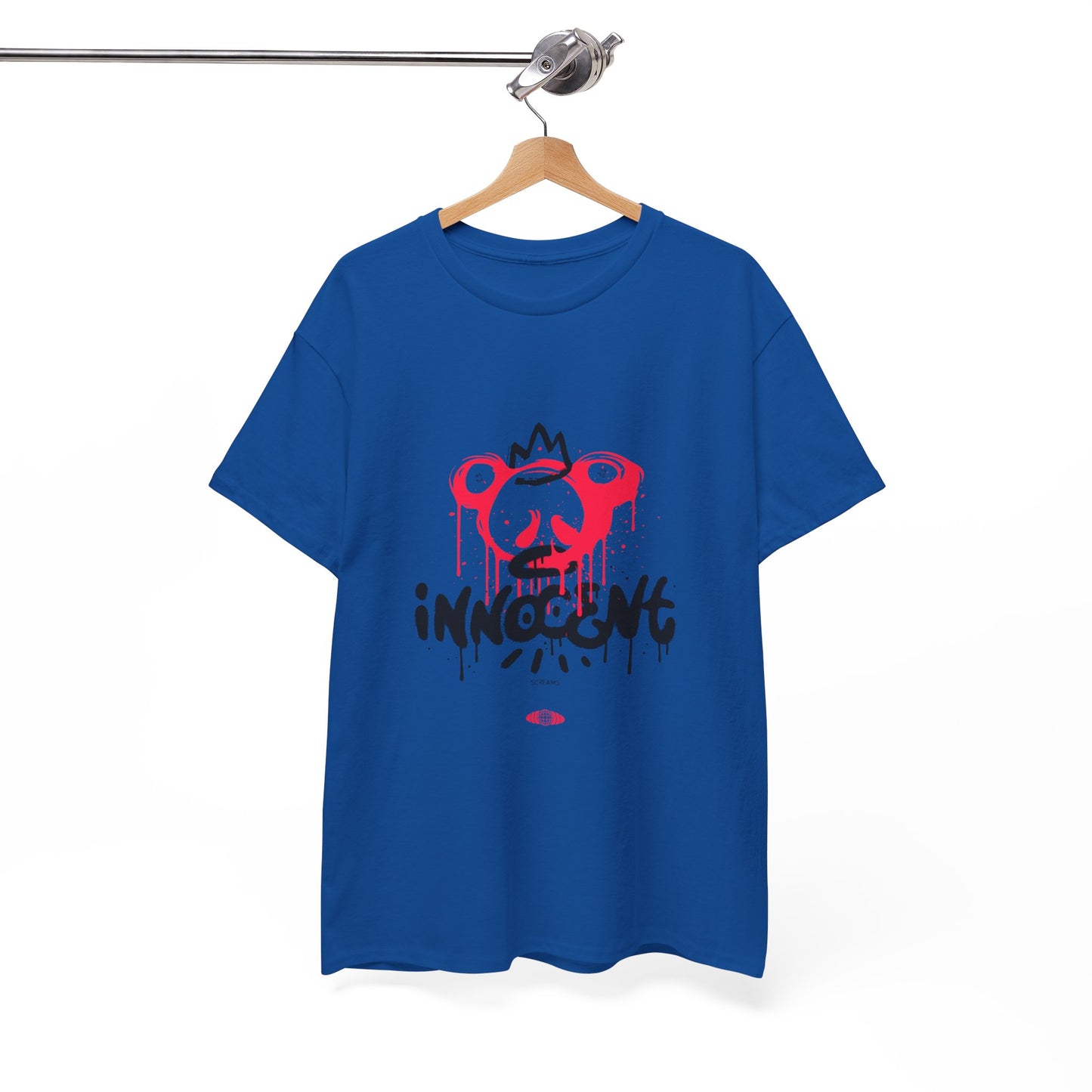 Edgy Graphic Tee: 'Innocent' Design, Urban Fashion, Streetwear, Unisex Cotton T-Shirt, Music Festivals, Casual Wear
