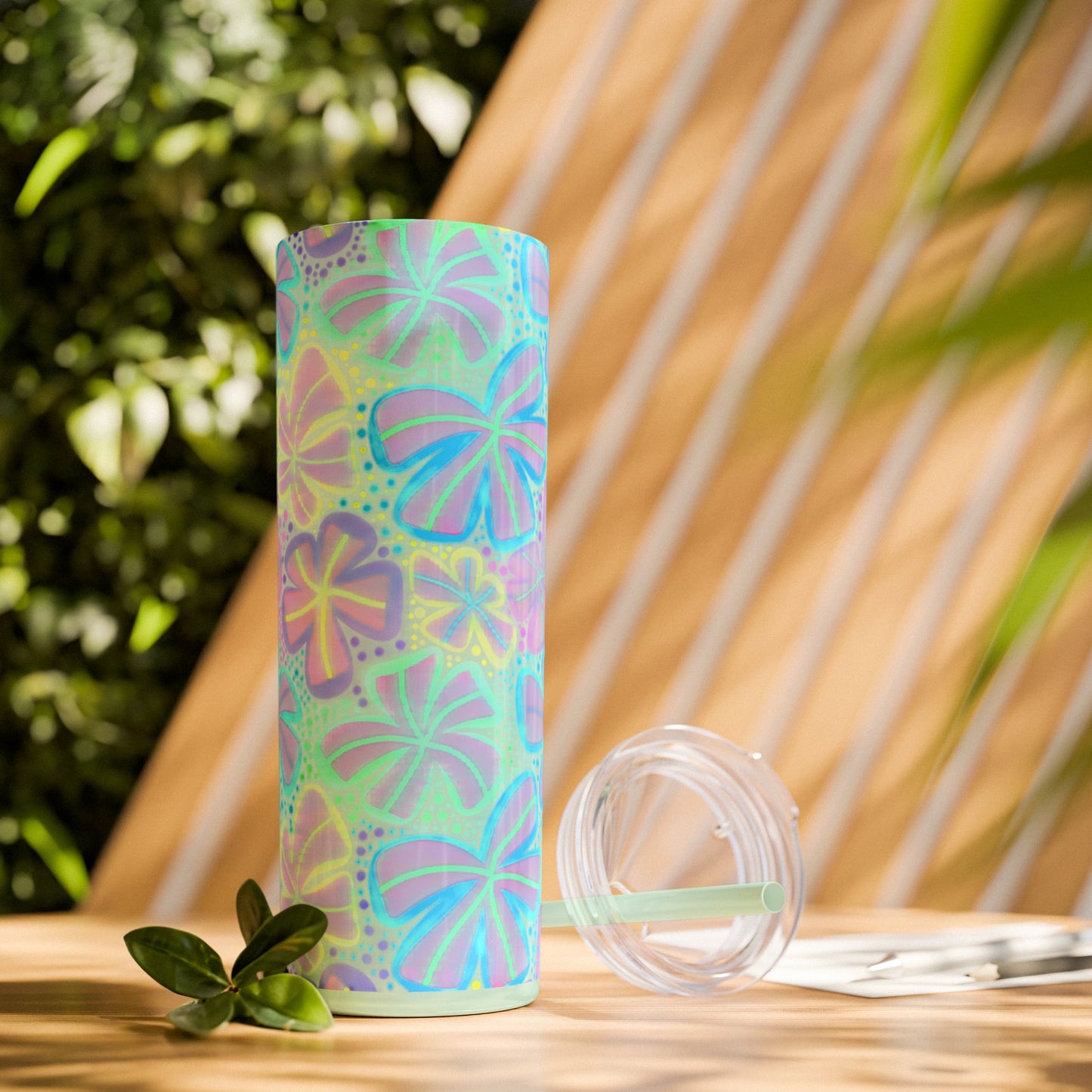 Pastel Butterfly Tumbler, 20oz Drinkware, Spring Decor, Cute Gift for Her, Eco-Friendly Cup, Floral Water Bottle