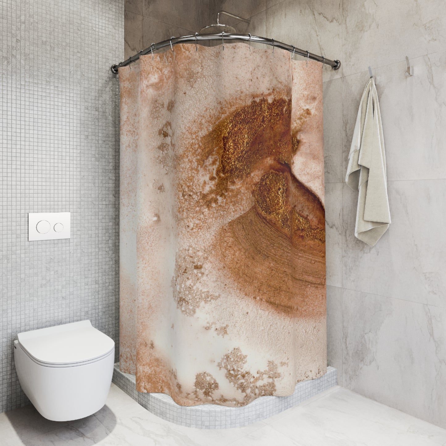 Artistic Shower Curtain, Minimalist Bathroom Decor, Abstract Design, Modern Home Accessories, Unique Bathroom Gift, Earthy Tones
