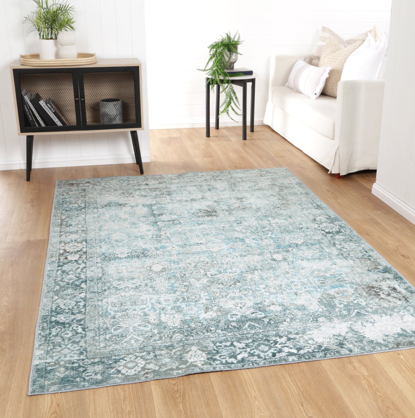 Rania Machine Washable in Blue Rug-1