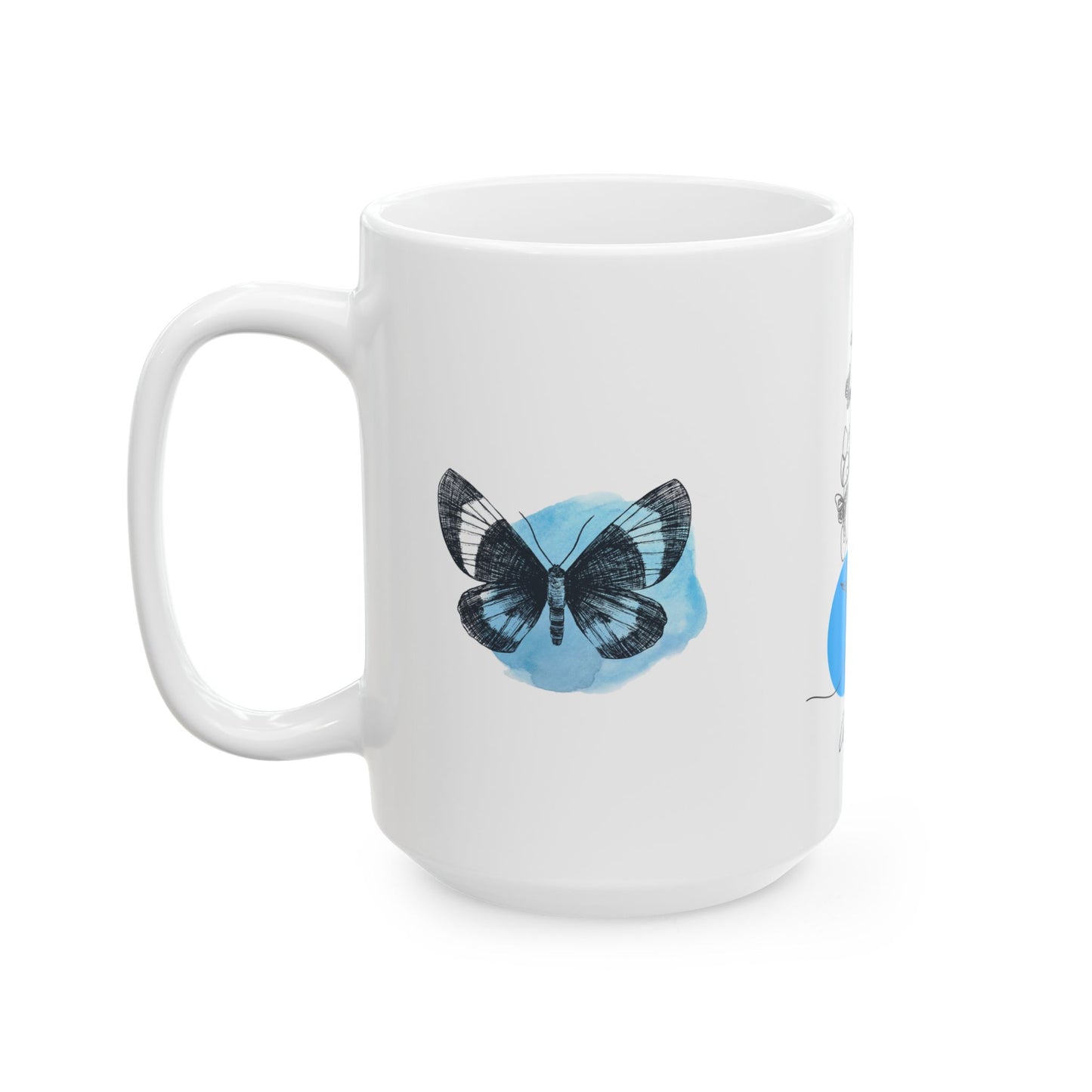 Elegant Woman Butterfly Ceramic Mug | Inspirational Gift, Art Coffee Cup, Unique Design, Home Decor, Mother's Day Gift