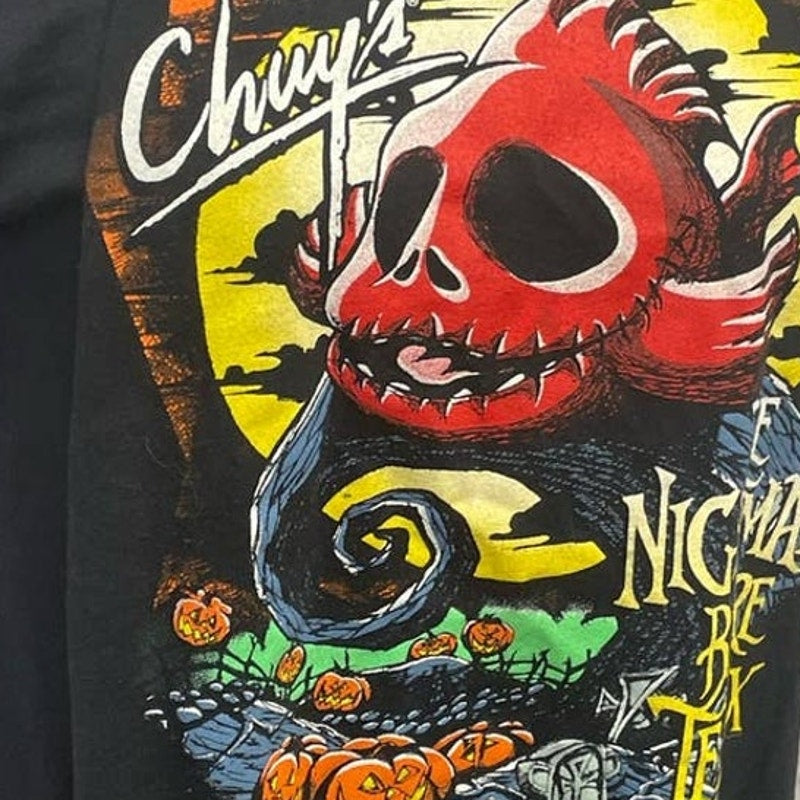 Chuy's Womens Medium The Nightmare Before TexMex Short Sleeve Crew Neck Tee
