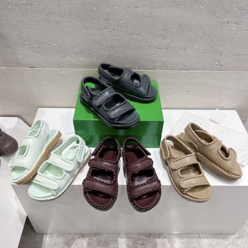 Velcro flat sandals women's thick soled versatile casual beach shoes