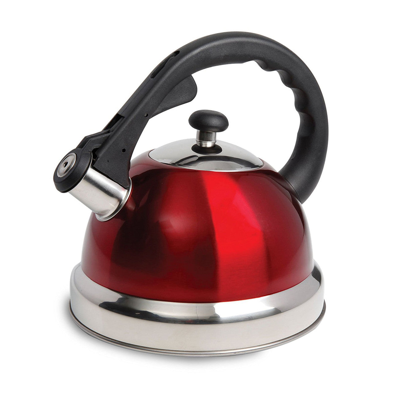 Mr Coffee Claredale 2.2 Quart Stainless Steel Whistling Tea Kettle in Red with Nylon Handle-0