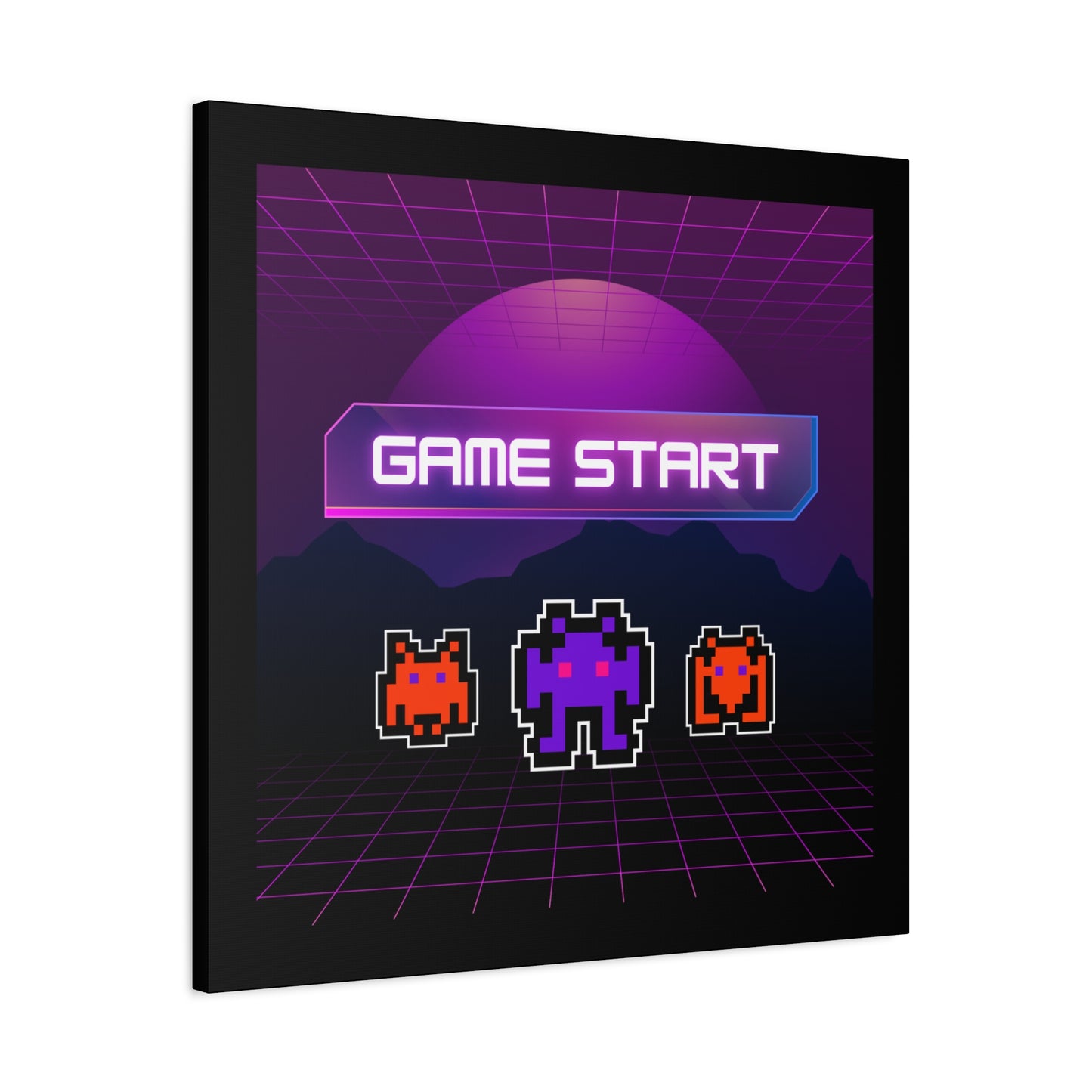 Retro Game Start Canvas Art Print | 80s Gaming Wall Decor, Gamer Gift, Pixel Art, Nostalgic Artwork, Home Decor