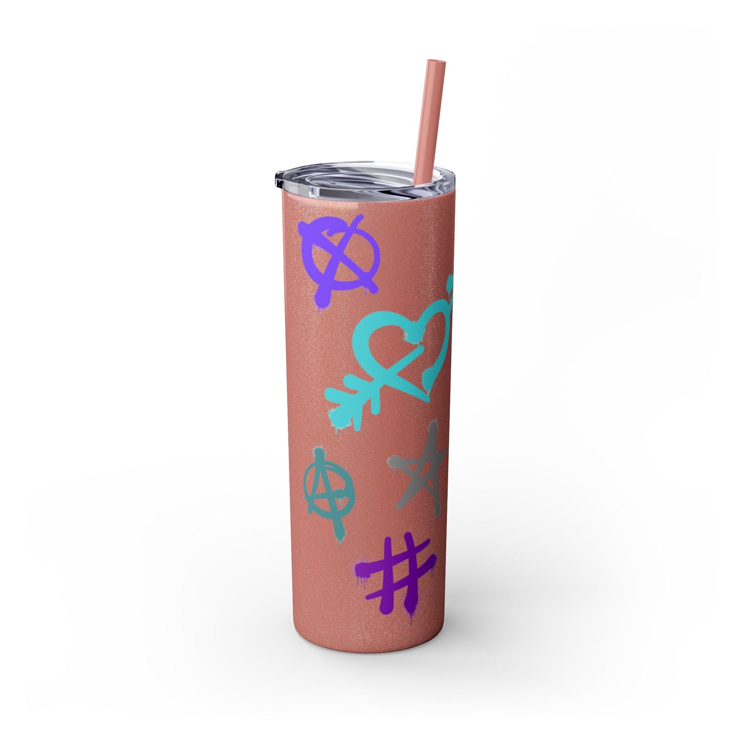 Trendy Skinny Tumbler with Straw, 20oz | Unique Graffiti Style Drinkware for Teens, Gifts, Parties, and Everyday Use