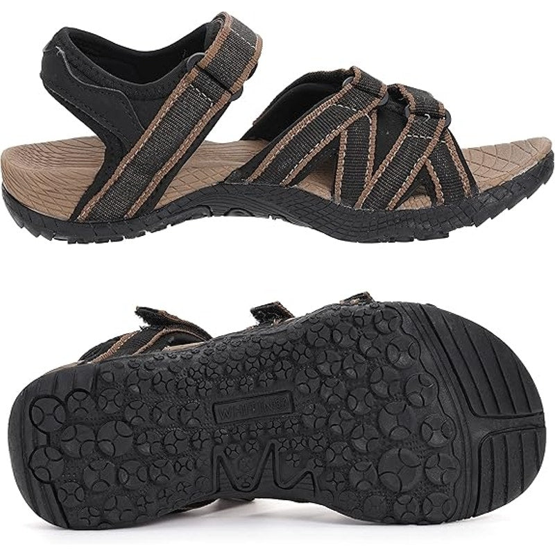 New Whitin Womens Size 10 Black Brown Hiking Sandals Arch Support Open Toe Shoes